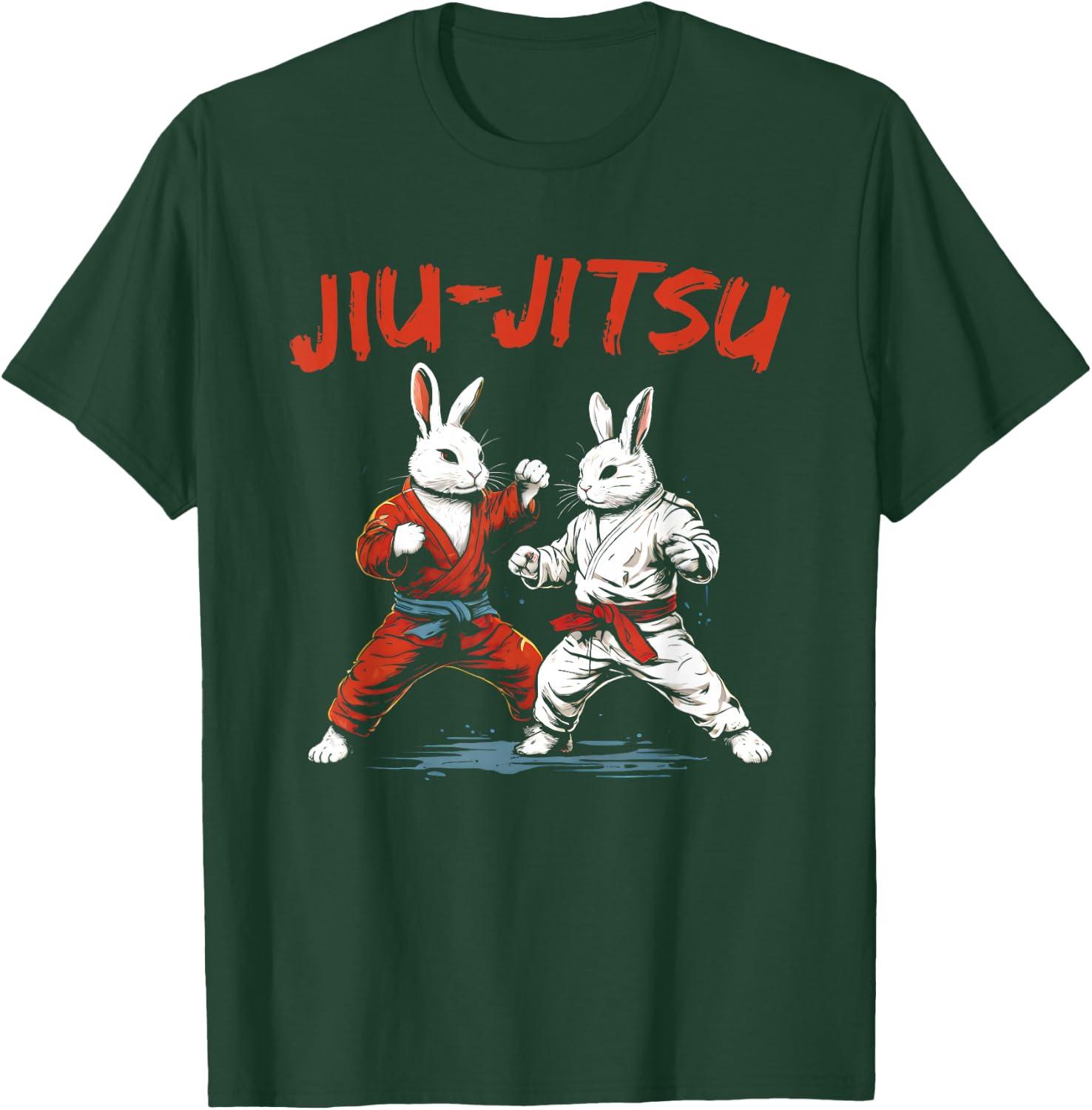 Jiu-Jitsu Bunnies - Vintage Martial Arts Rabbit Lover T-Shirt - T-Shirt | Forest
