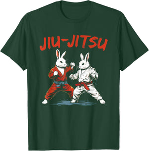 Jiu-Jitsu Bunnies - Vintage Martial Arts Rabbit Lover T-Shirt - T-Shirt | Forest