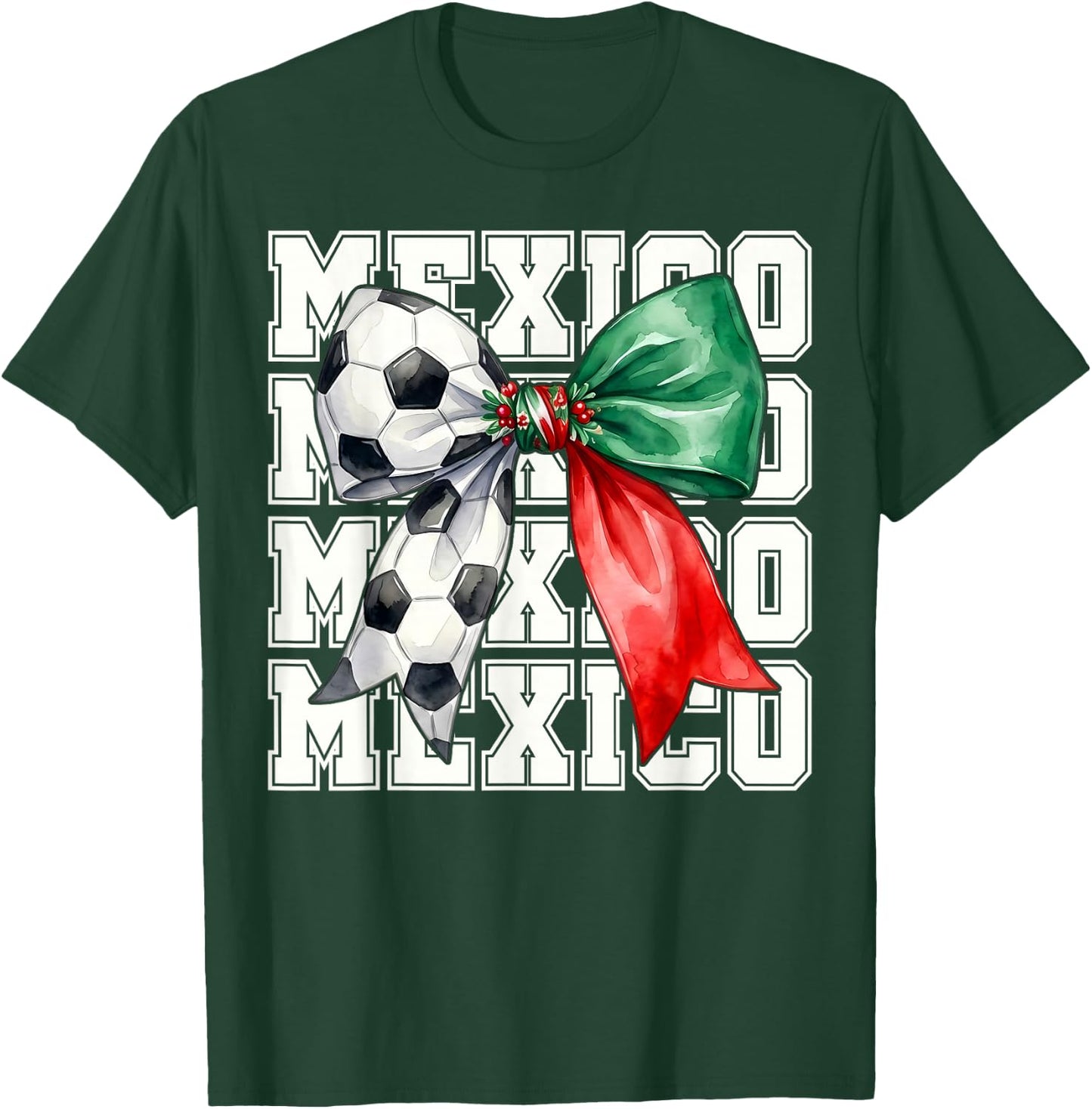 Mexico Coquette Bow Mexican Flag Vintage Pride Men Women Kid T-Shirt - T-Shirt | Forest
