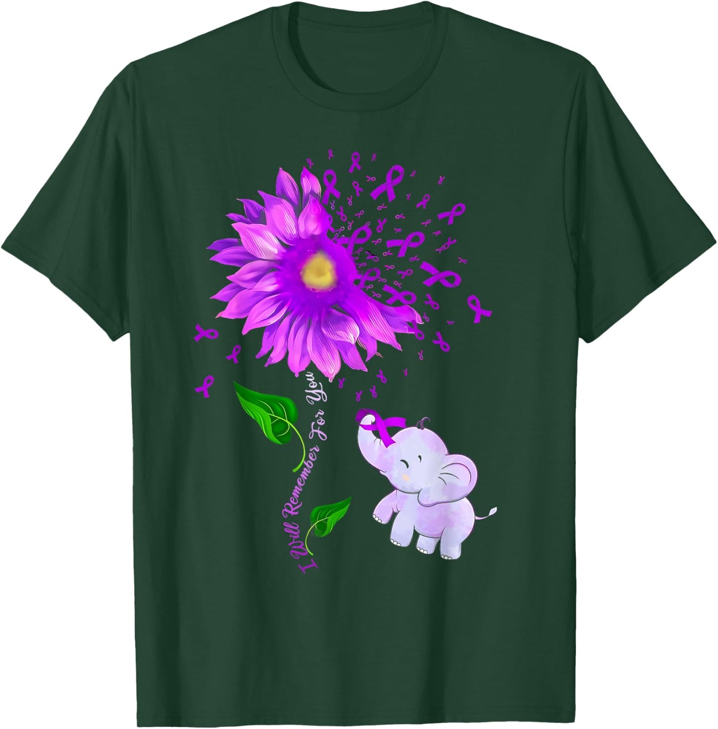 I'll Remember For You Purple Elephant Alzheimer's Awareness T-Shirt - T-Shirt | Forest