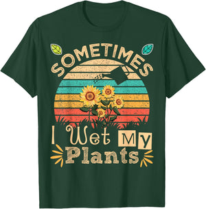 Sometimes I Wet My Plants Vintage Sunflower Funny Gardening T-Shirt - T-Shirt | Forest