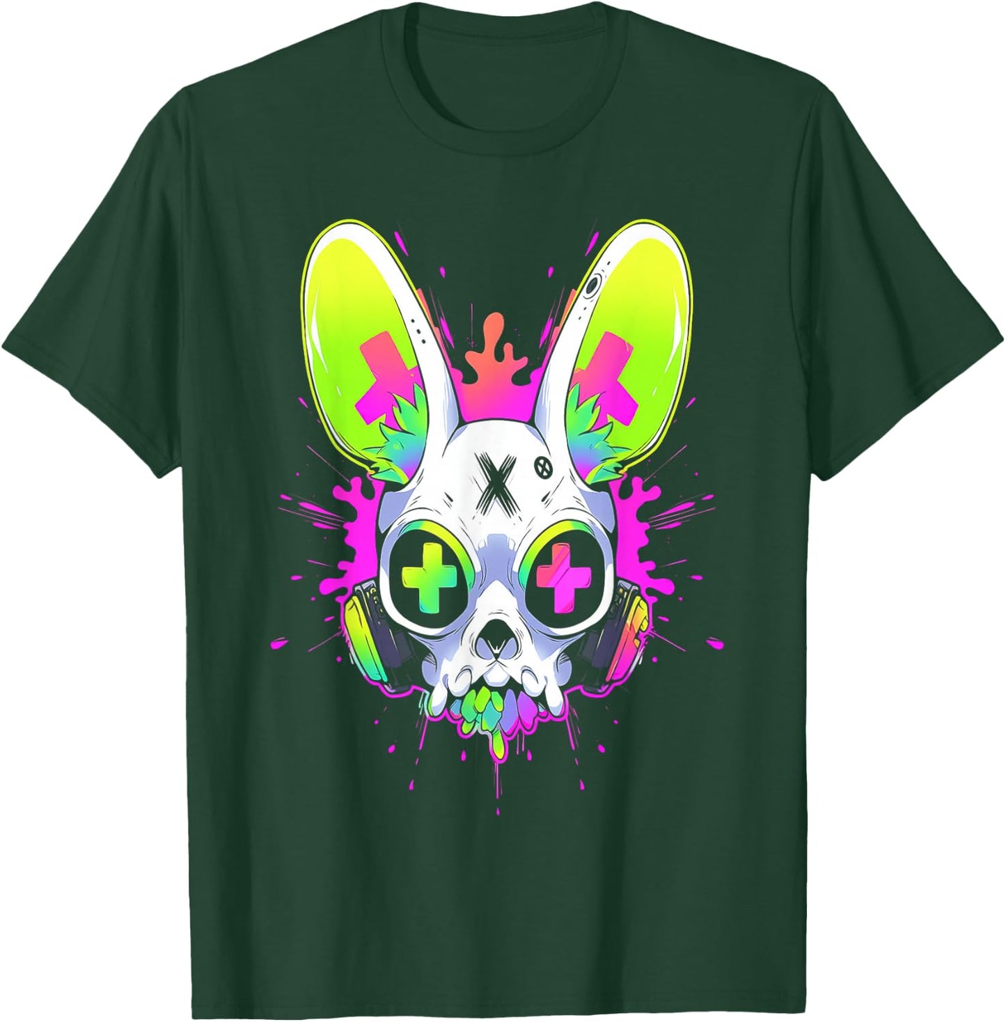 Psychedelic Techno Rabbit | Rave EDM Punk Grunge Aesthetic T-Shirt - T-Shirt | Forest
