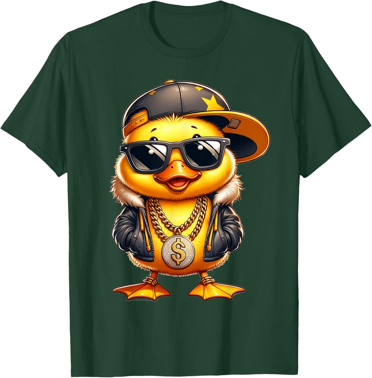 Entchen Designer Designs Cute Duckling Rapper , Children, Men, Women, Black, S T-Shirt - T-Shirt | Forest