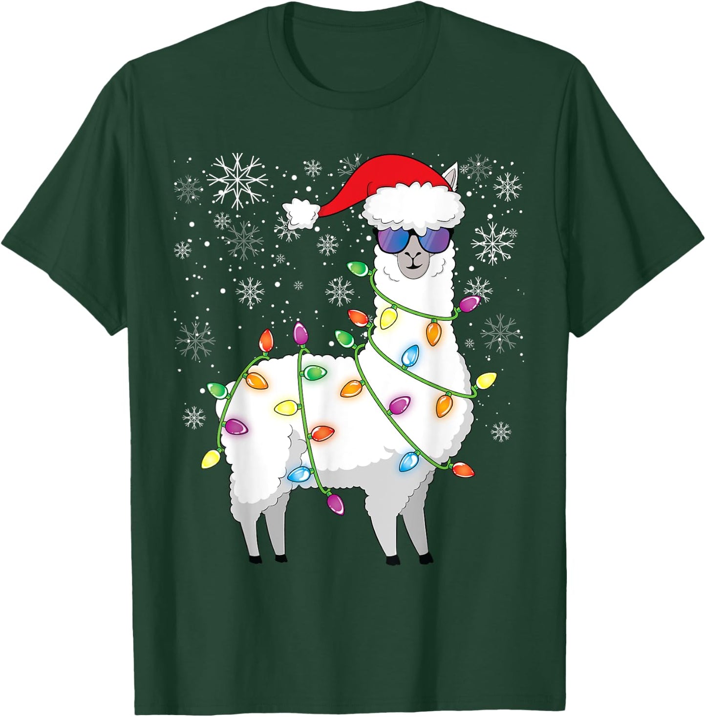 Christmas Llama Funny Christmas Alpaca Santa Llama T-Shirt - T-Shirt | Forest