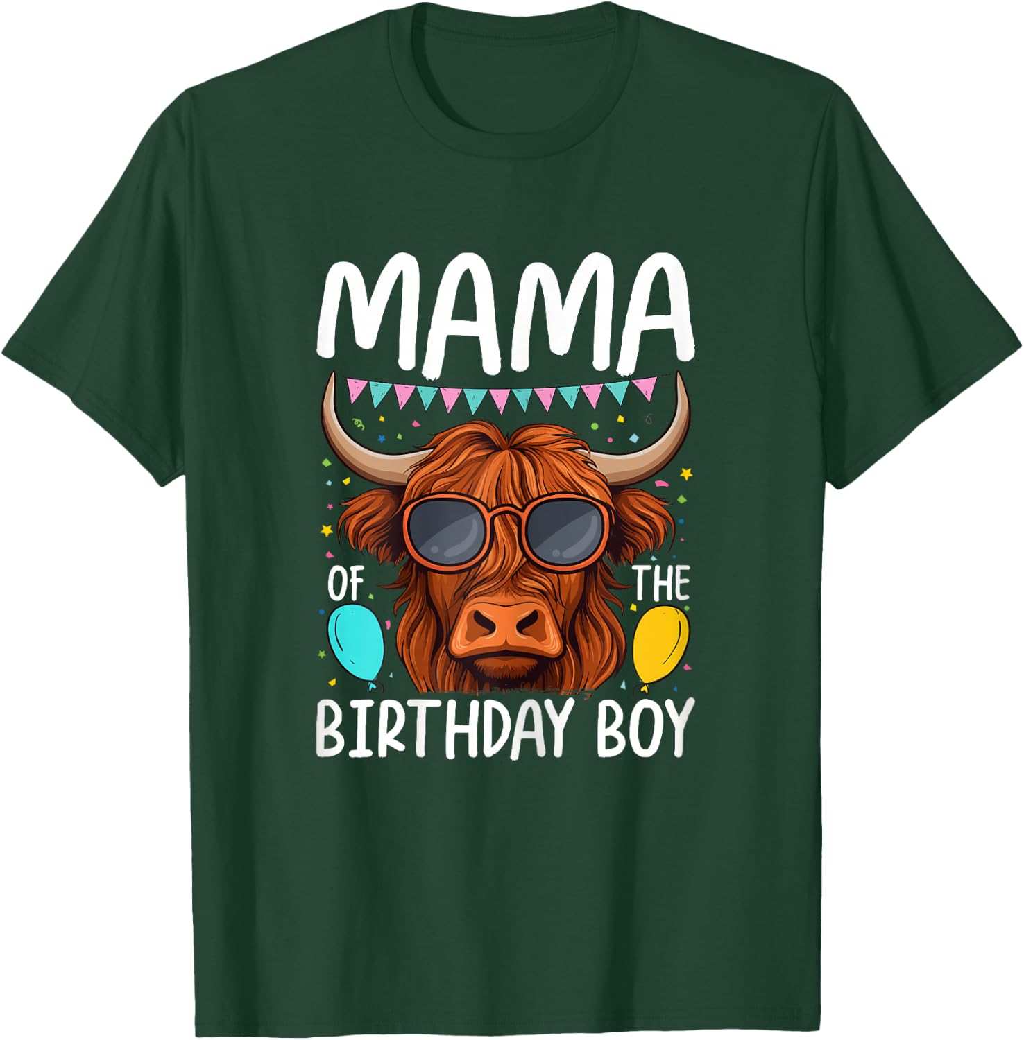 Mama Of The Birthday Boy Highland Cow T-Shirt - T-Shirt | Forest