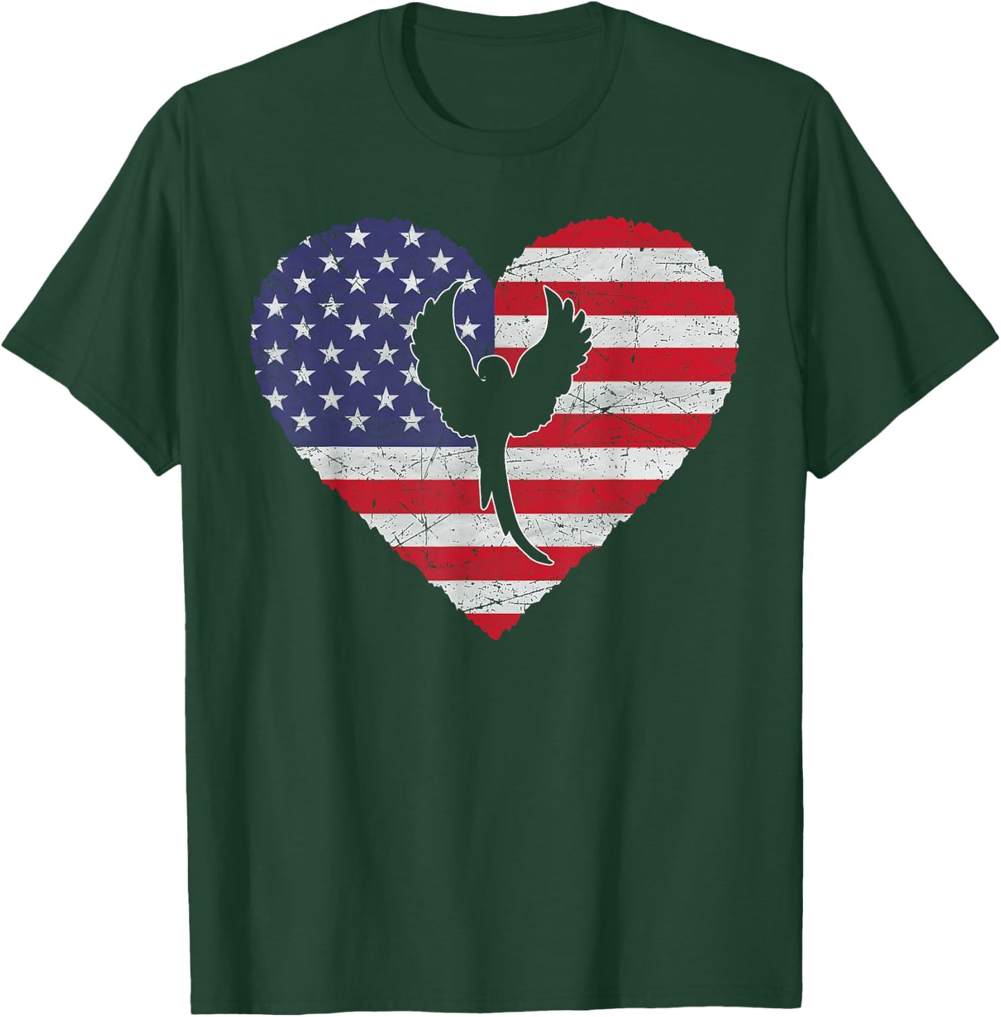4th Of July Parrot American Flag Patriotic Kids Men T-Shirt - T-Shirt | Forest