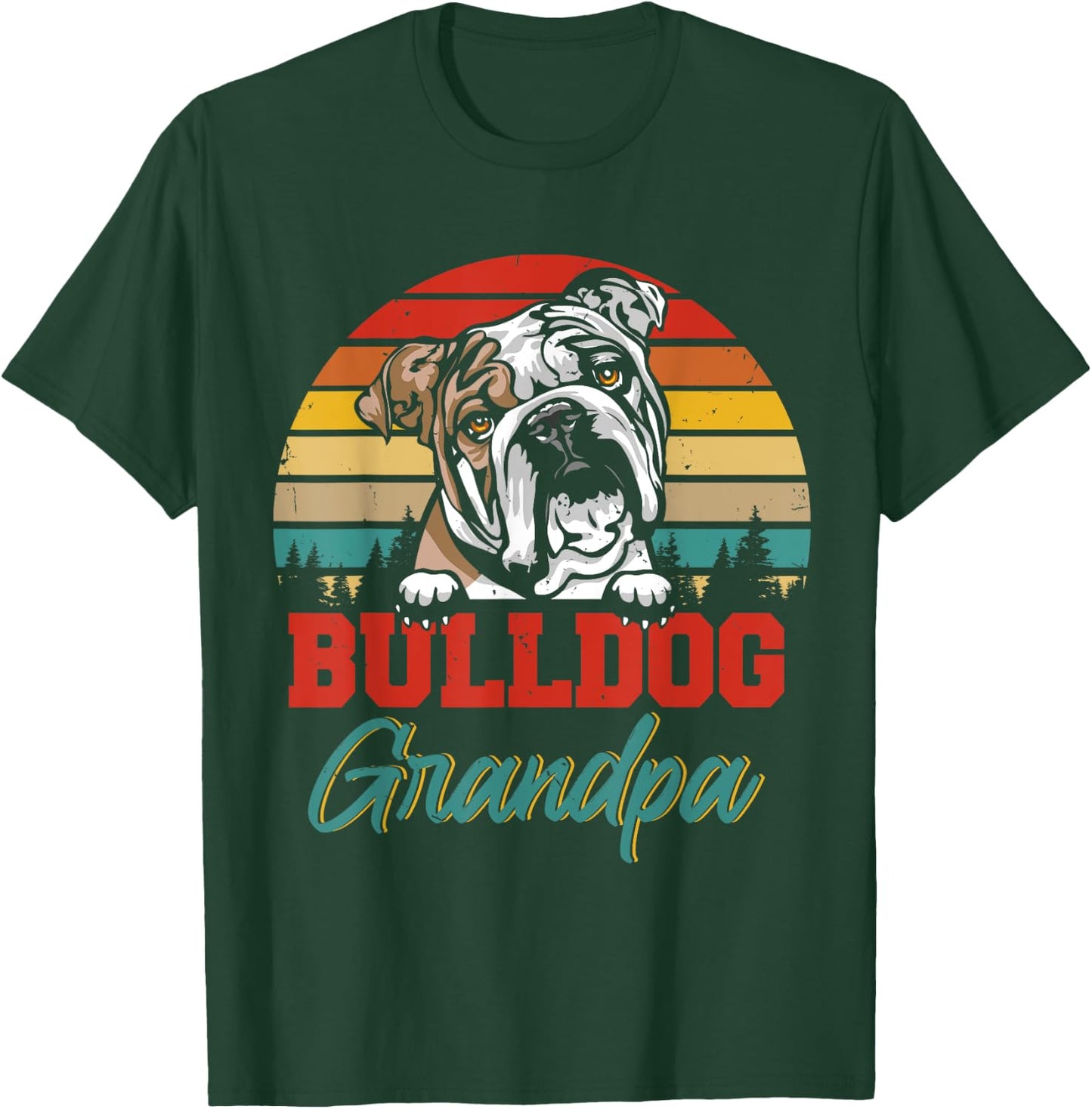 Vintage Retro Bulldog Grandpa Cool Father's Day Dog Lover Women T-Shirt - T-Shirt | Forest
