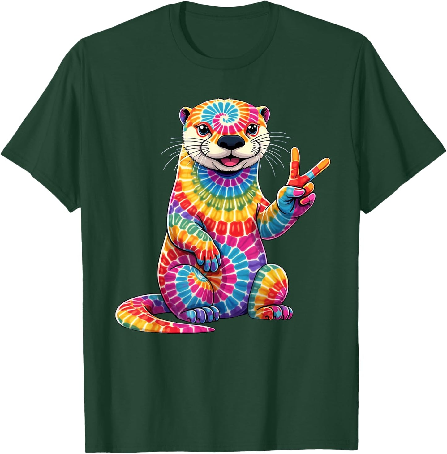 Tie Dye Otter Colorful Hippie Otter Rainbow T-Shirt - T-Shirt | Forest