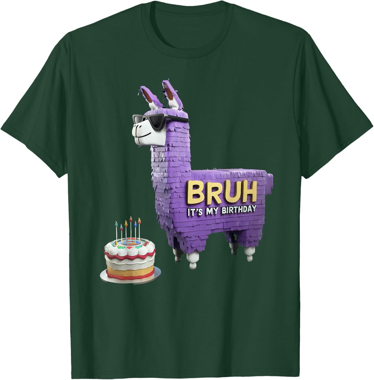 Bruh Its My Birthday Llama Pinata Boy Girl Family Party Bday T-Shirt - T-Shirt | Forest
