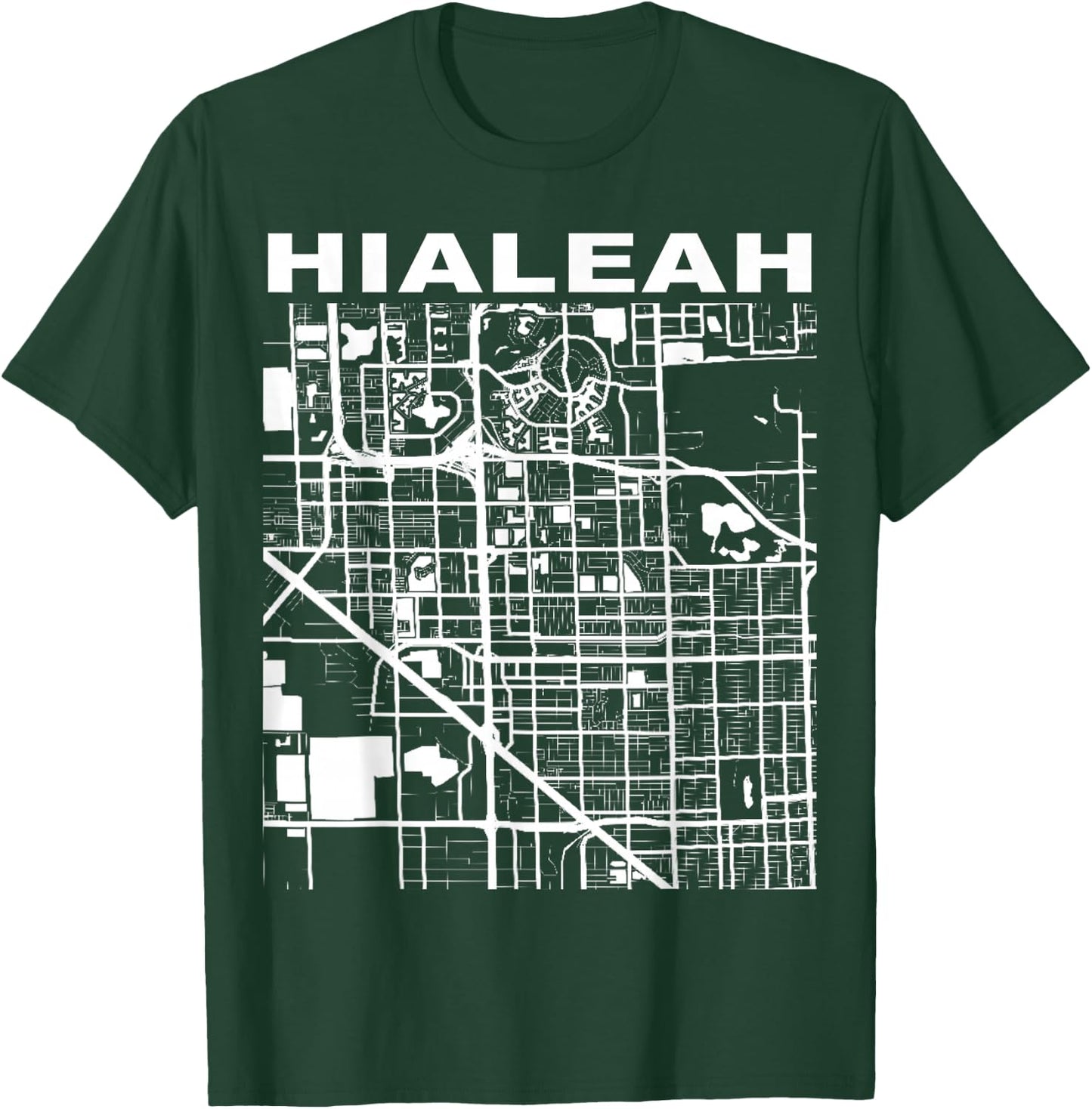 Florida Souvenir Hialeah City Street Map T-Shirt - T-Shirt | Forest