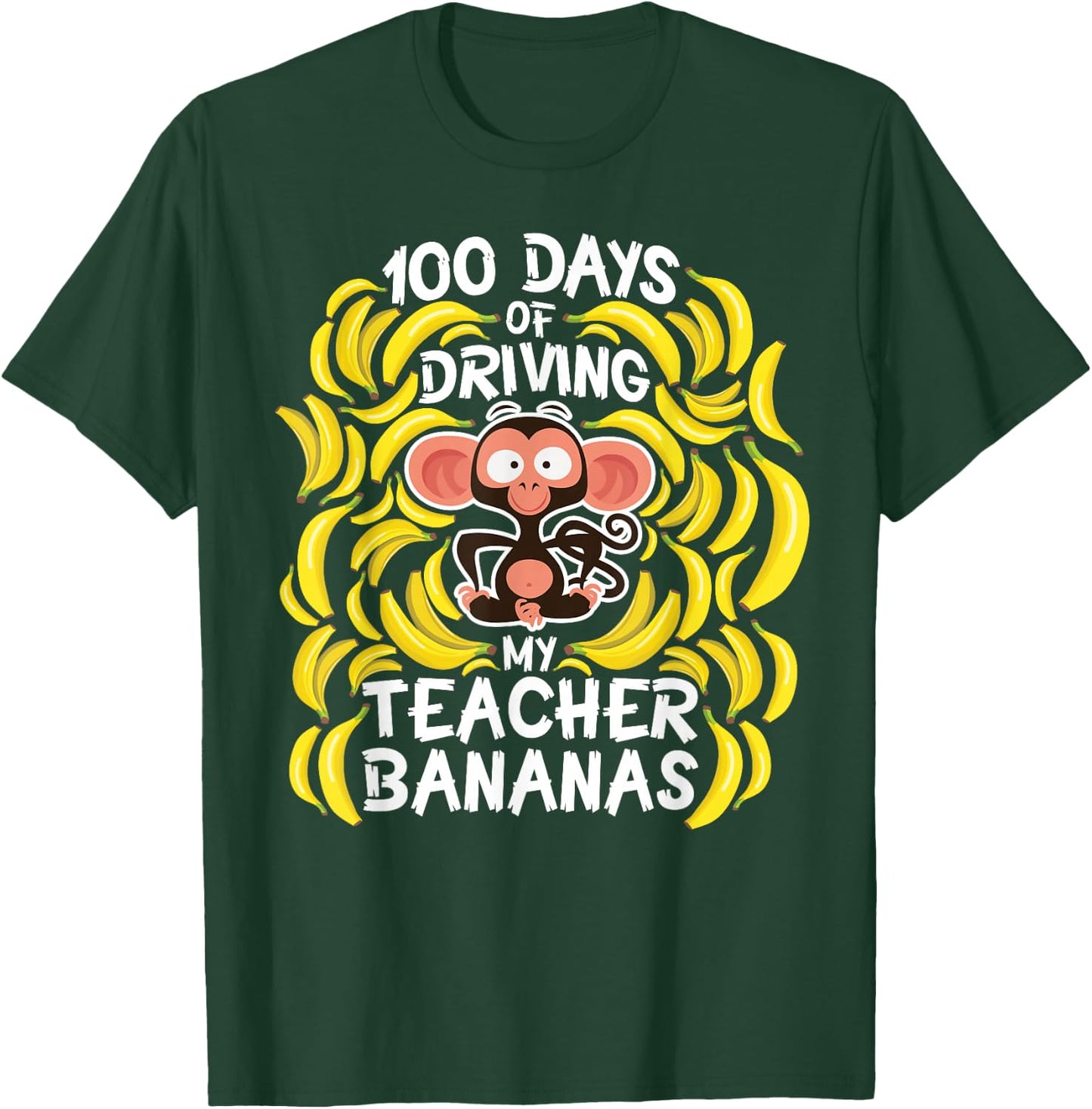 100th Day Of School Teacher Banana Monkey Pun T-Shirt - T-Shirt | Forest