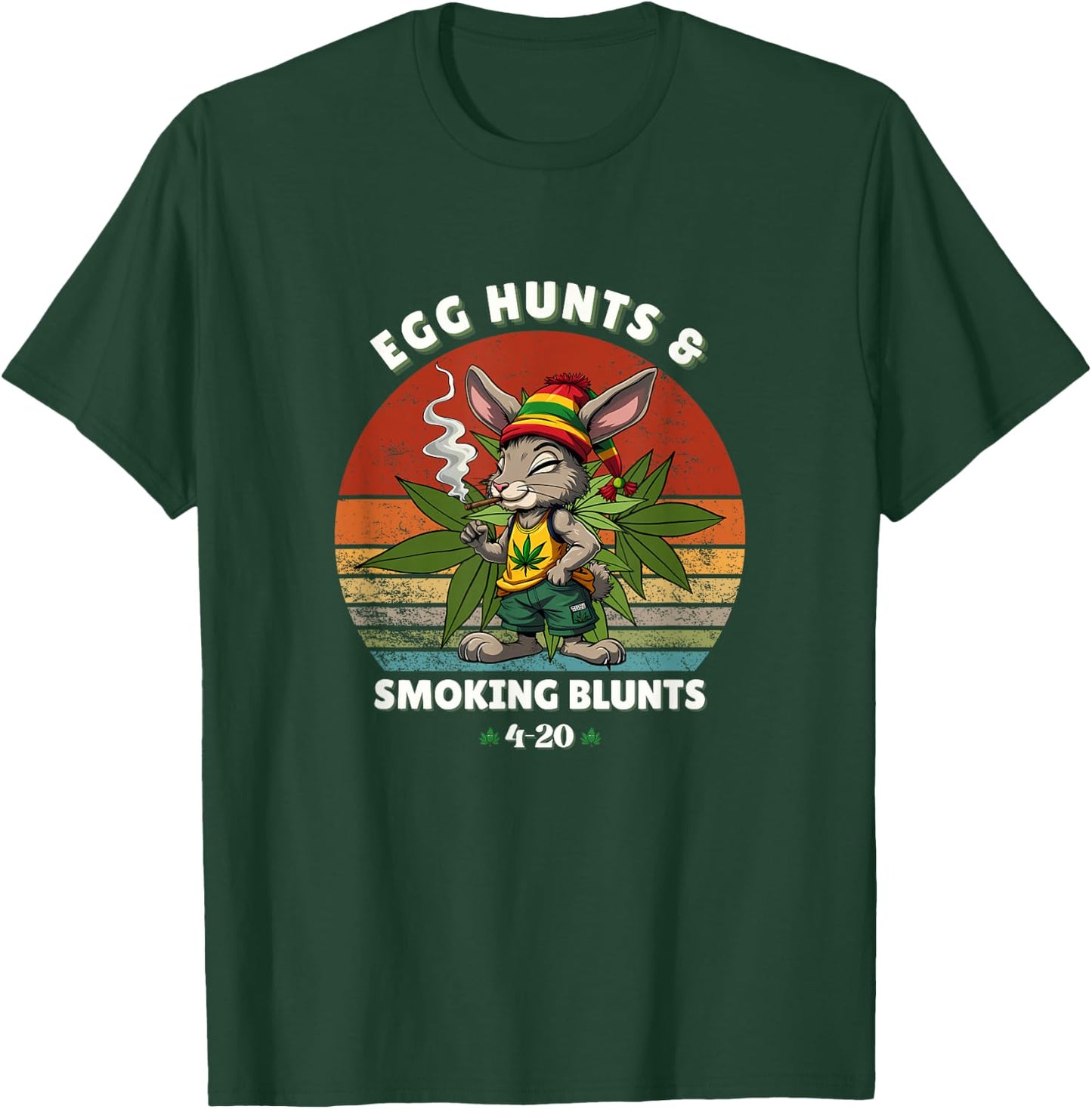 Stoned Easter Bunny With Joint 4/20 Marijuana Easter 420 Day T-Shirt - T-Shirt | Forest