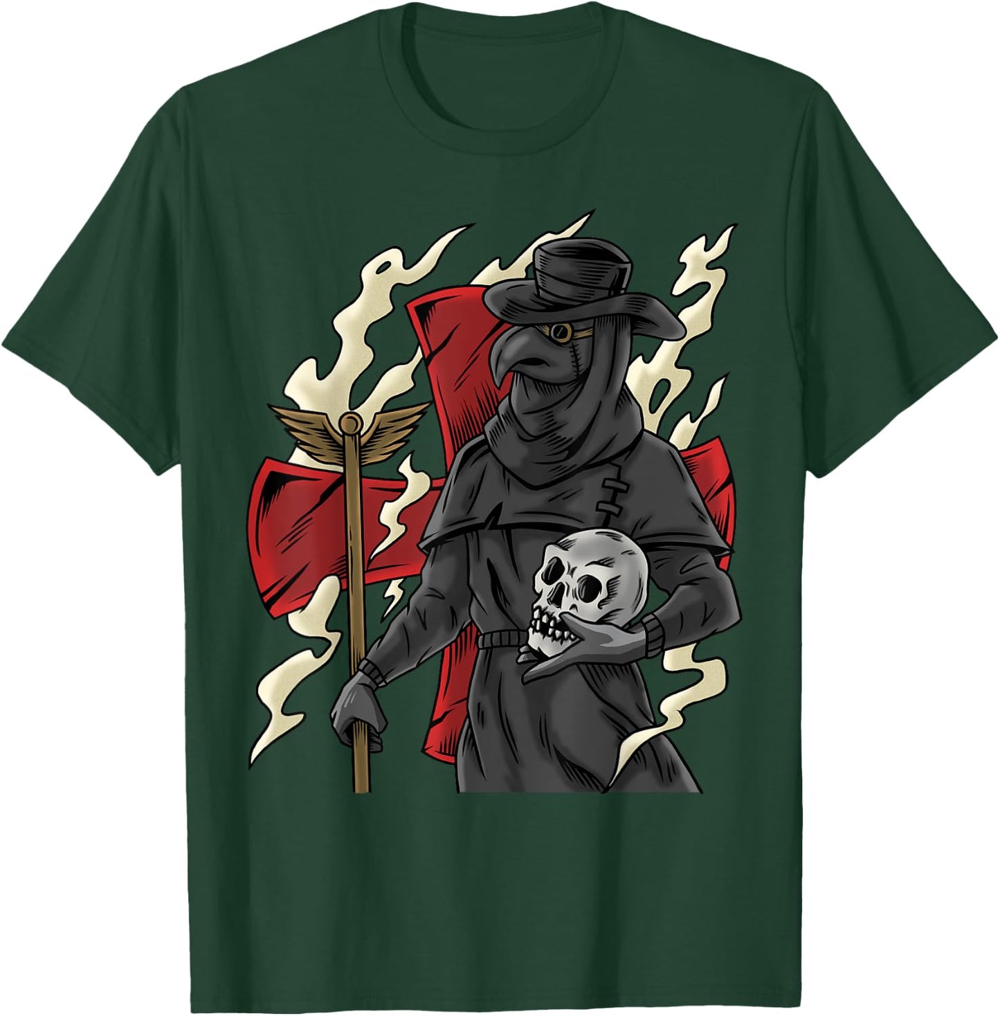 Plague Doctor Goth Skull Occult Black Gothic Steampunk T-Shirt - T-Shirt | Forest