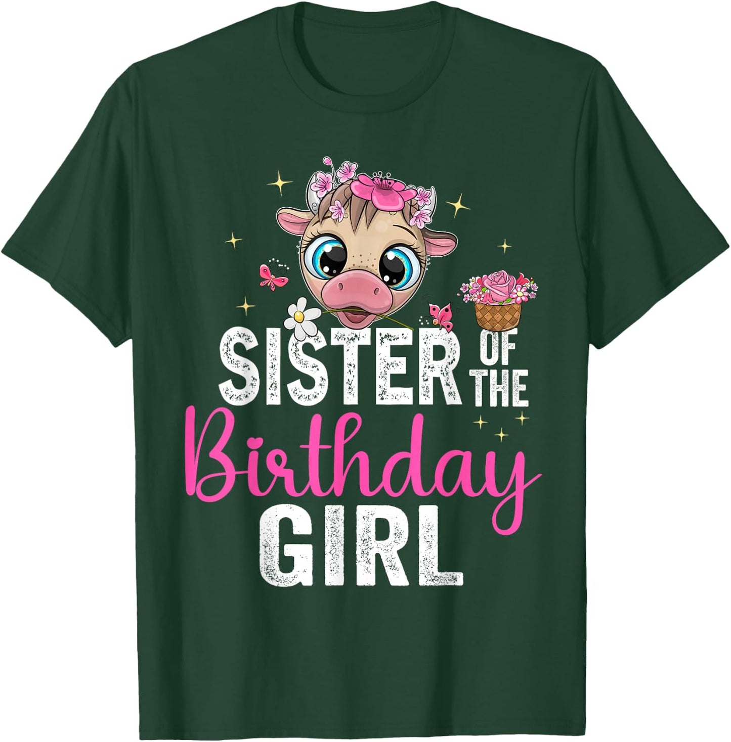 Sister Of The Birthday Girl Shirt Cow 1St Birthday Girl T-Shirt - T-Shirt | Forest