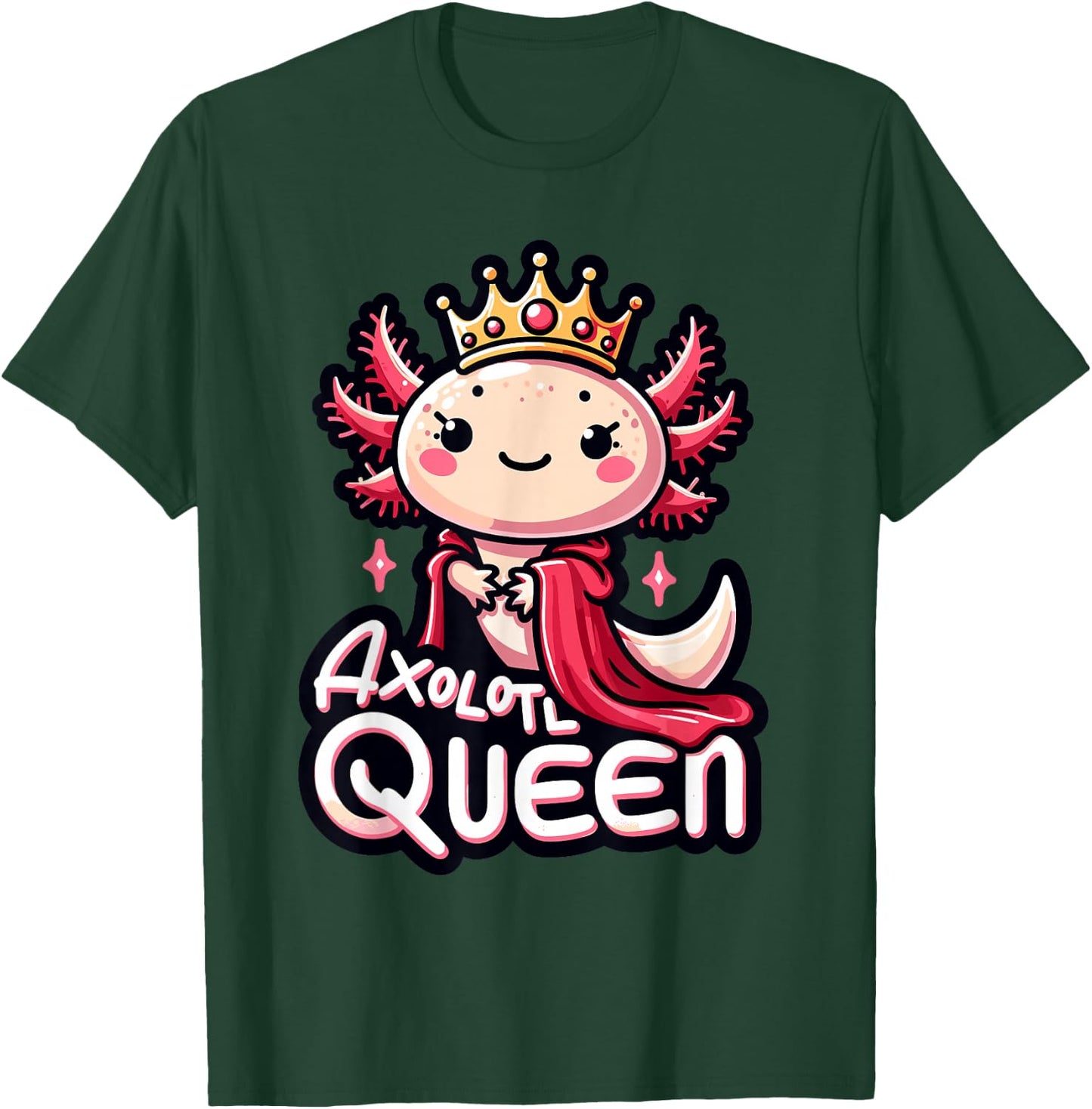 Axolotl Queen | Girls Axolotl Lover Design | Axolotl T-Shirt - T-Shirt | Forest