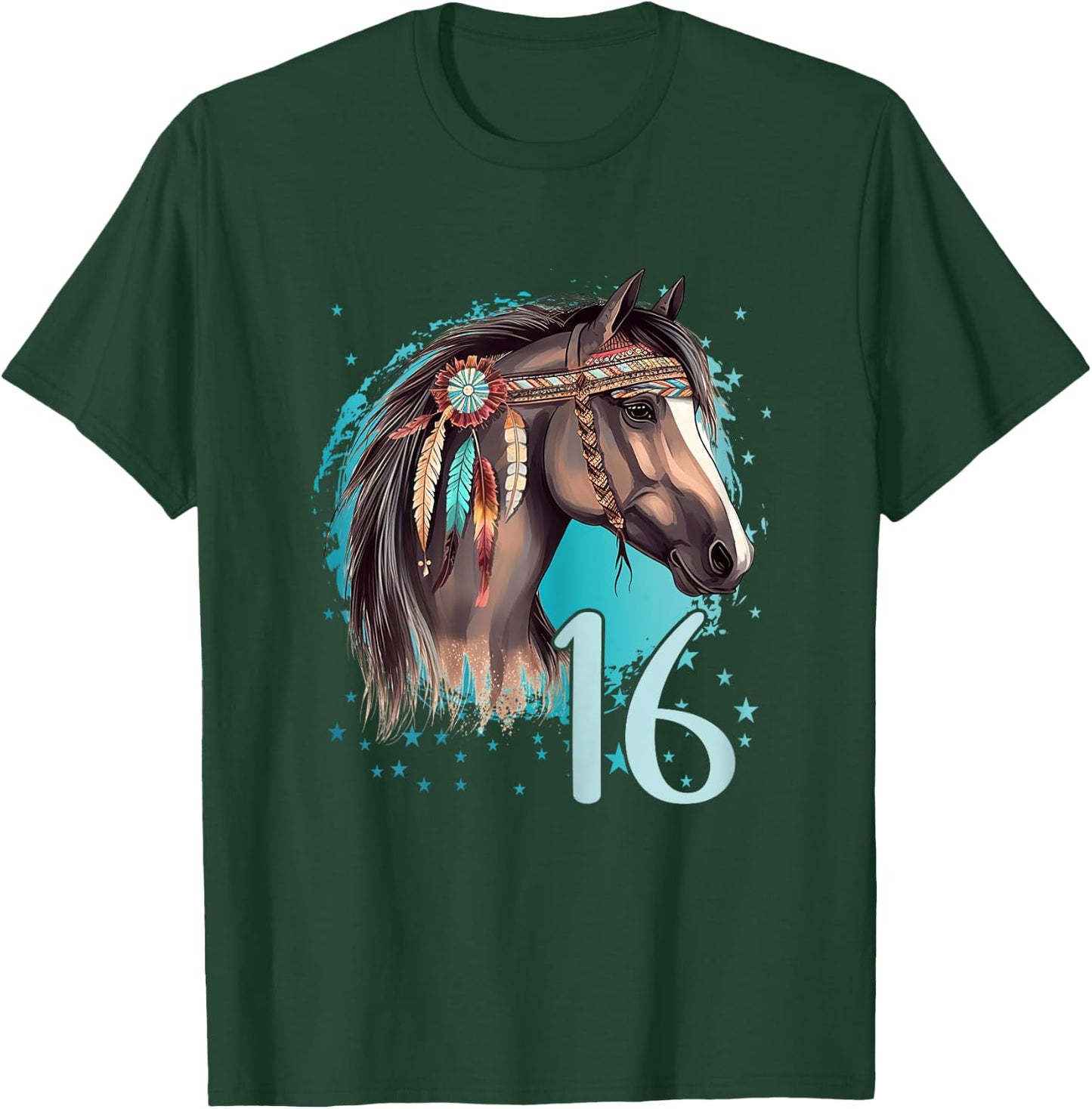 16th Birthday Horse Girl sixteen I Am 16 Birthday Girl T-Shirt - T-Shirt | Forest