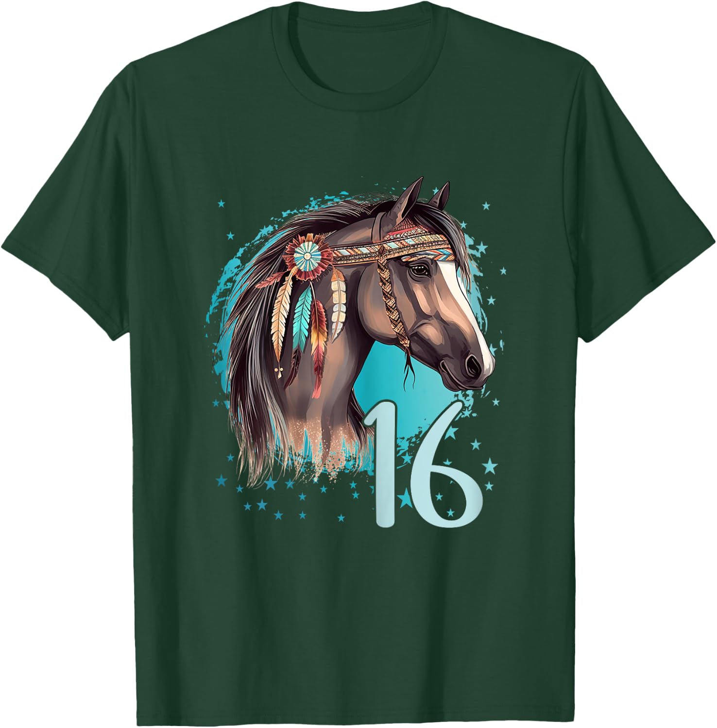 16th Birthday Horse Girl sixteen I Am 16 Birthday Girl T-Shirt - T-Shirt | Forest