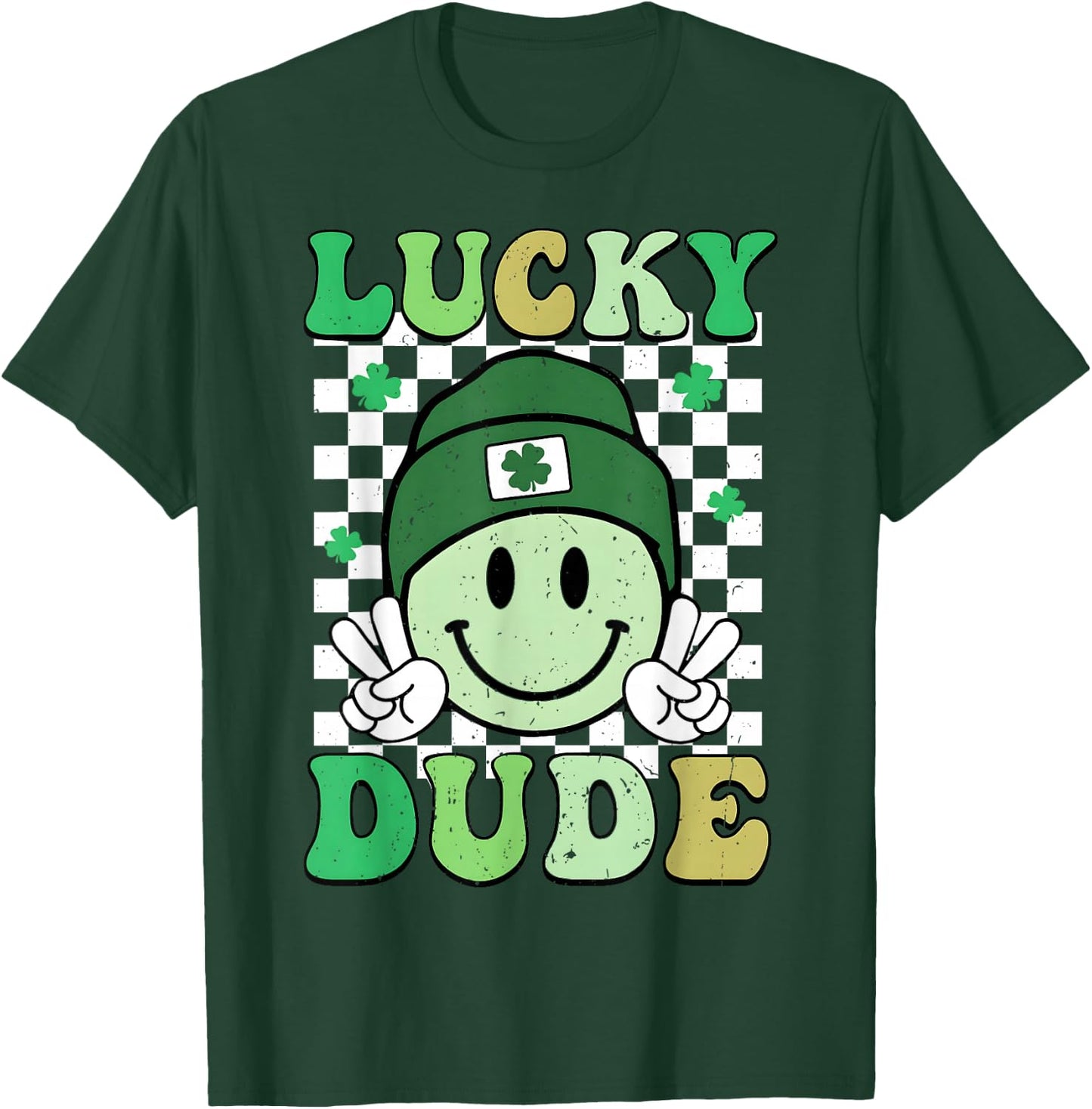 Lucky Dude St Patrick's Day Sunglasses With Lucky Shamrock T-Shirt - T-Shirt | Forest