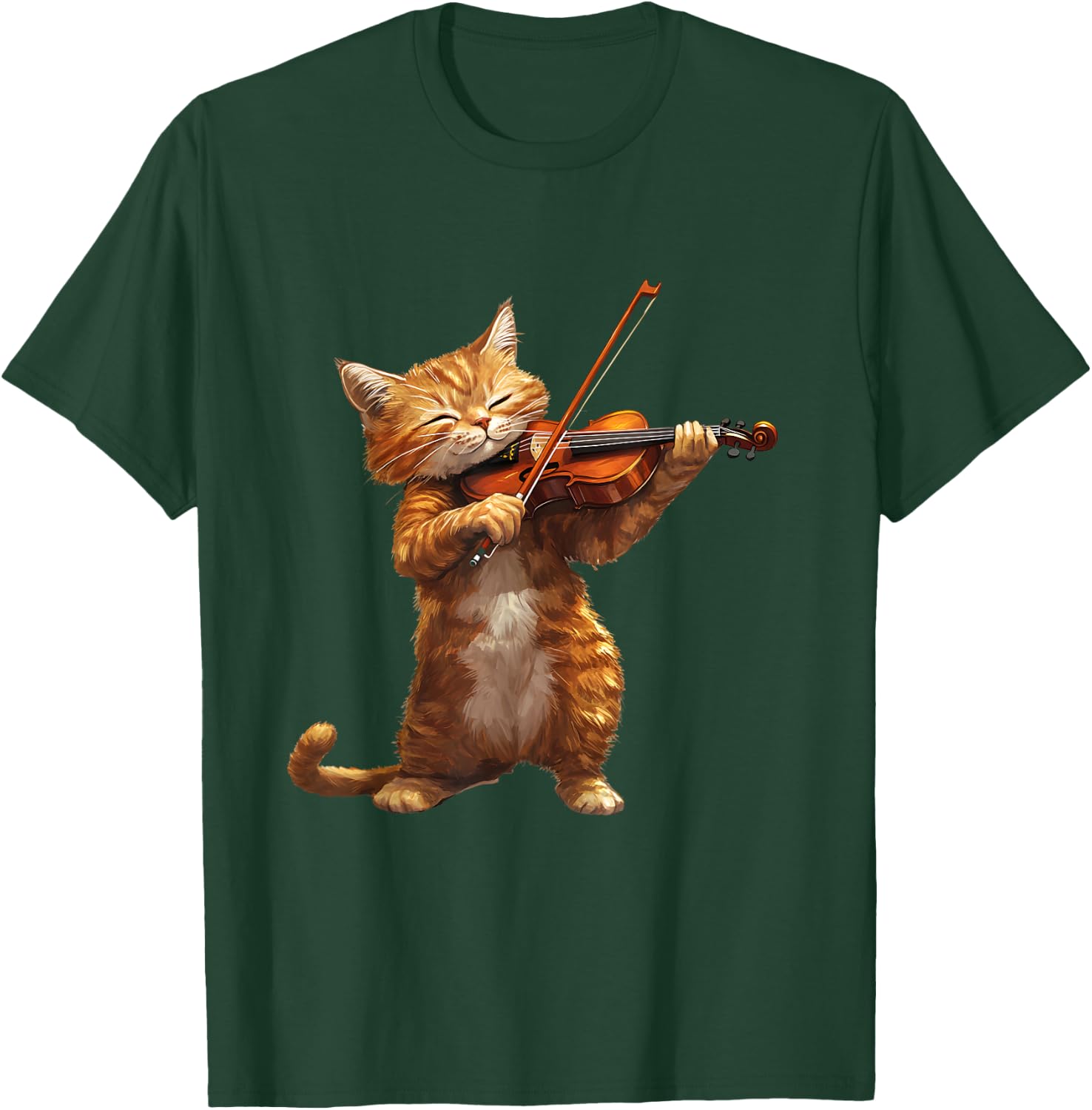Funny Cat playing Violin for Cat and Violins lovers Music T-Shirt - T-Shirt | Forest