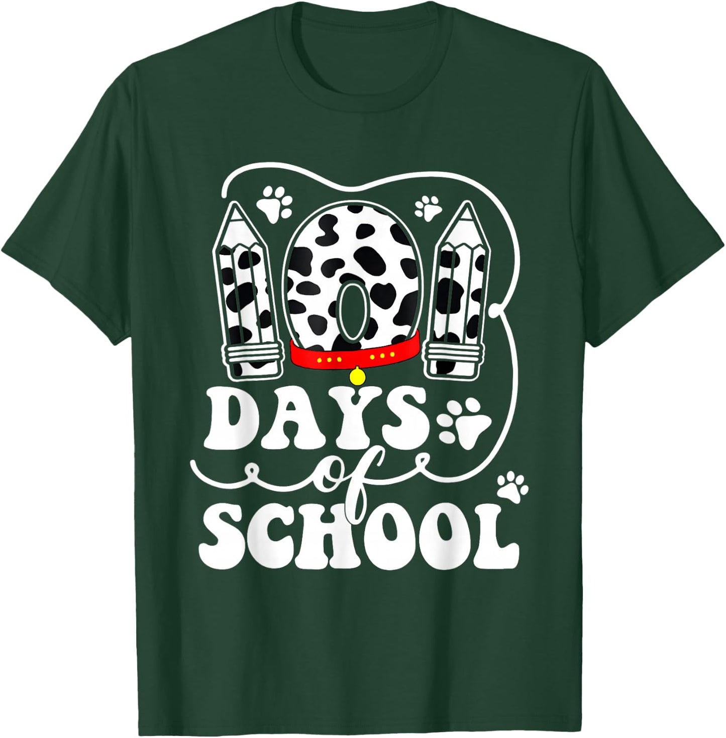 Happy 101 Days School Cute Dog Lover 100 Days Student Kids T-Shirt - T-Shirt | Forest