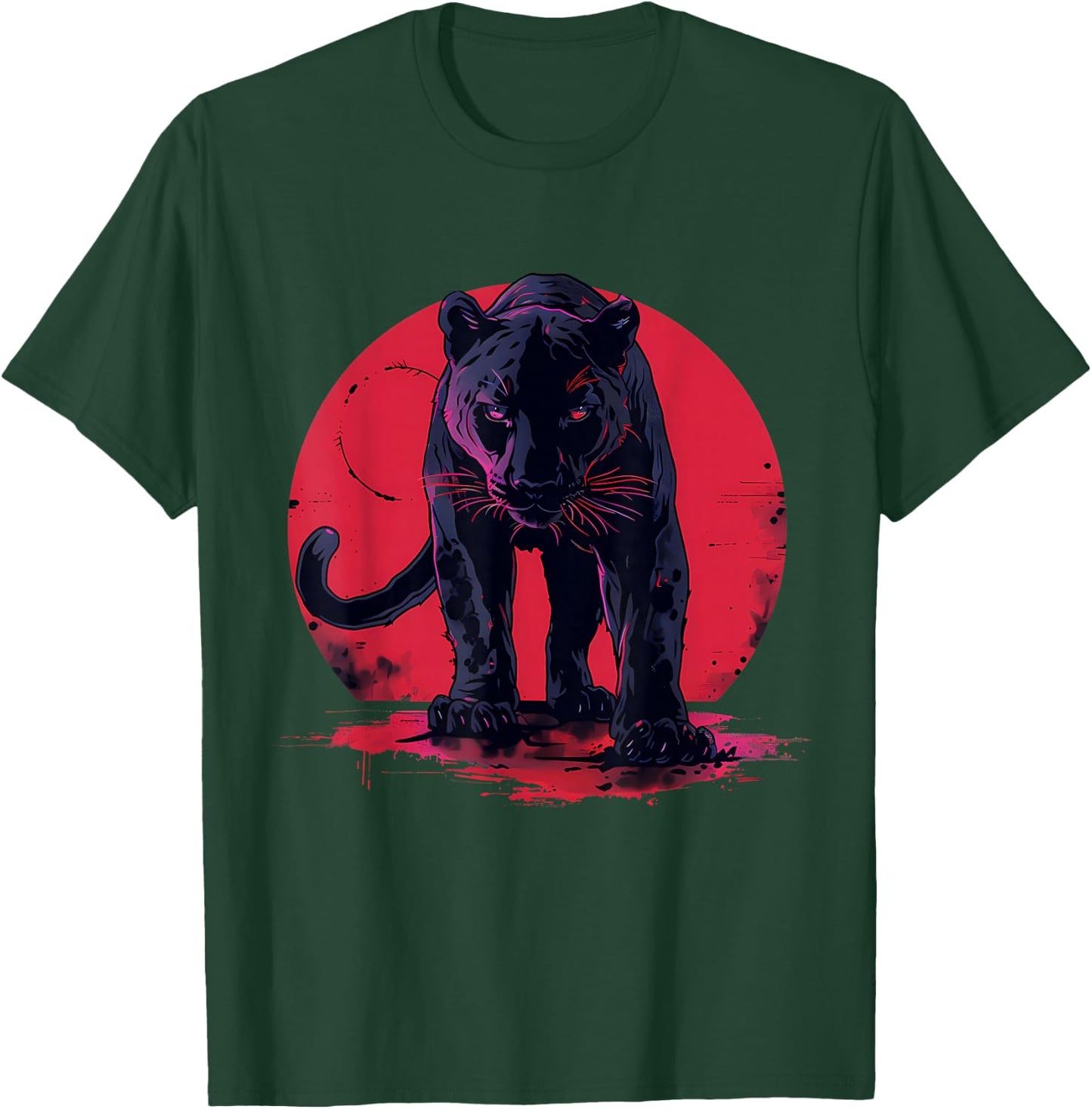 Panther Animal Art Splash Wildlife Motif Panther Lover T-Shirt - T-Shirt | Forest