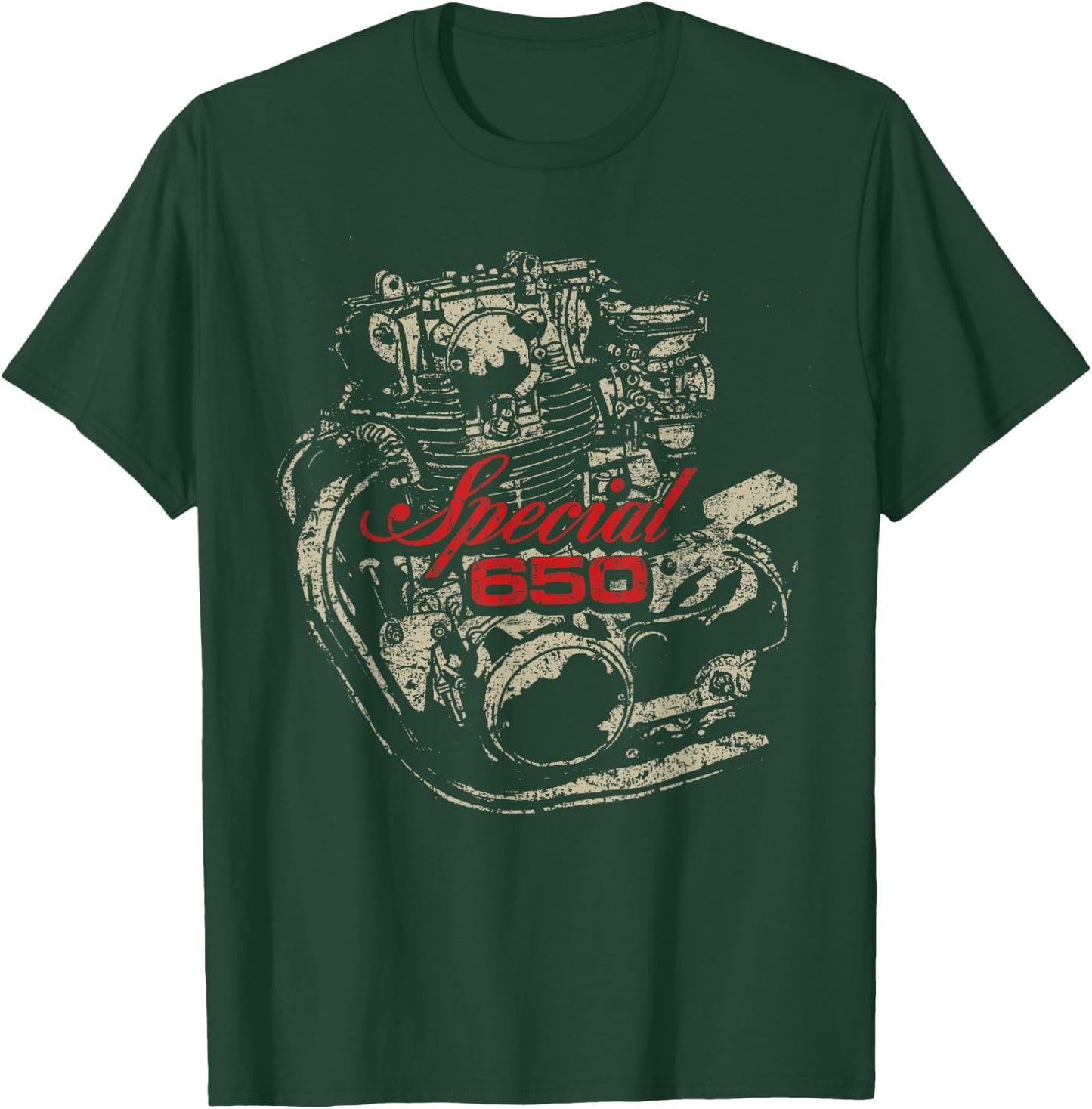 XS650 Special Engine Distressed Retro Design T-Shirt - T-Shirt | Forest
