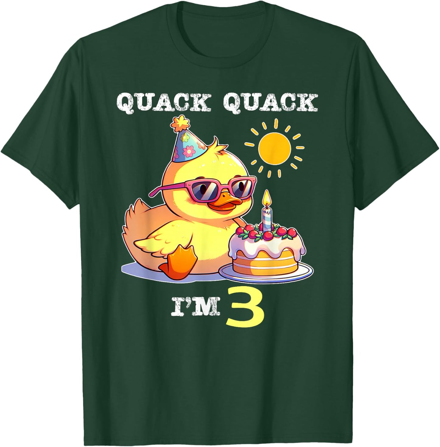 Kids 3rd Birthday Quack Im 3 Cute Duck Toddler Boy Girl T-Shirt - T-Shirt | Forest