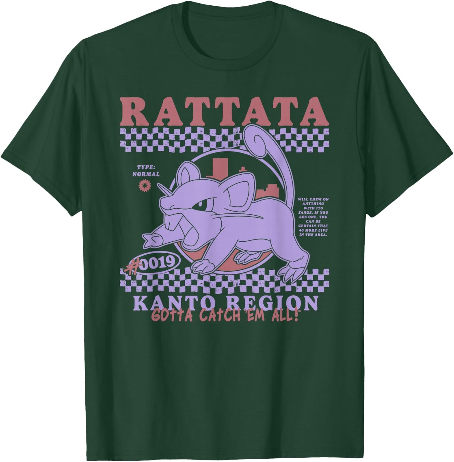 Pokémon Rattata Kanto Region Gotta Catch'em All! #0019 T-Shirt - T-Shirt | Forest
