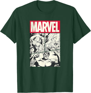 Marvel Comic Cover With Spider-Man, Captain America, Hulk , Black, S T-Shirt - T-Shirt | Forest