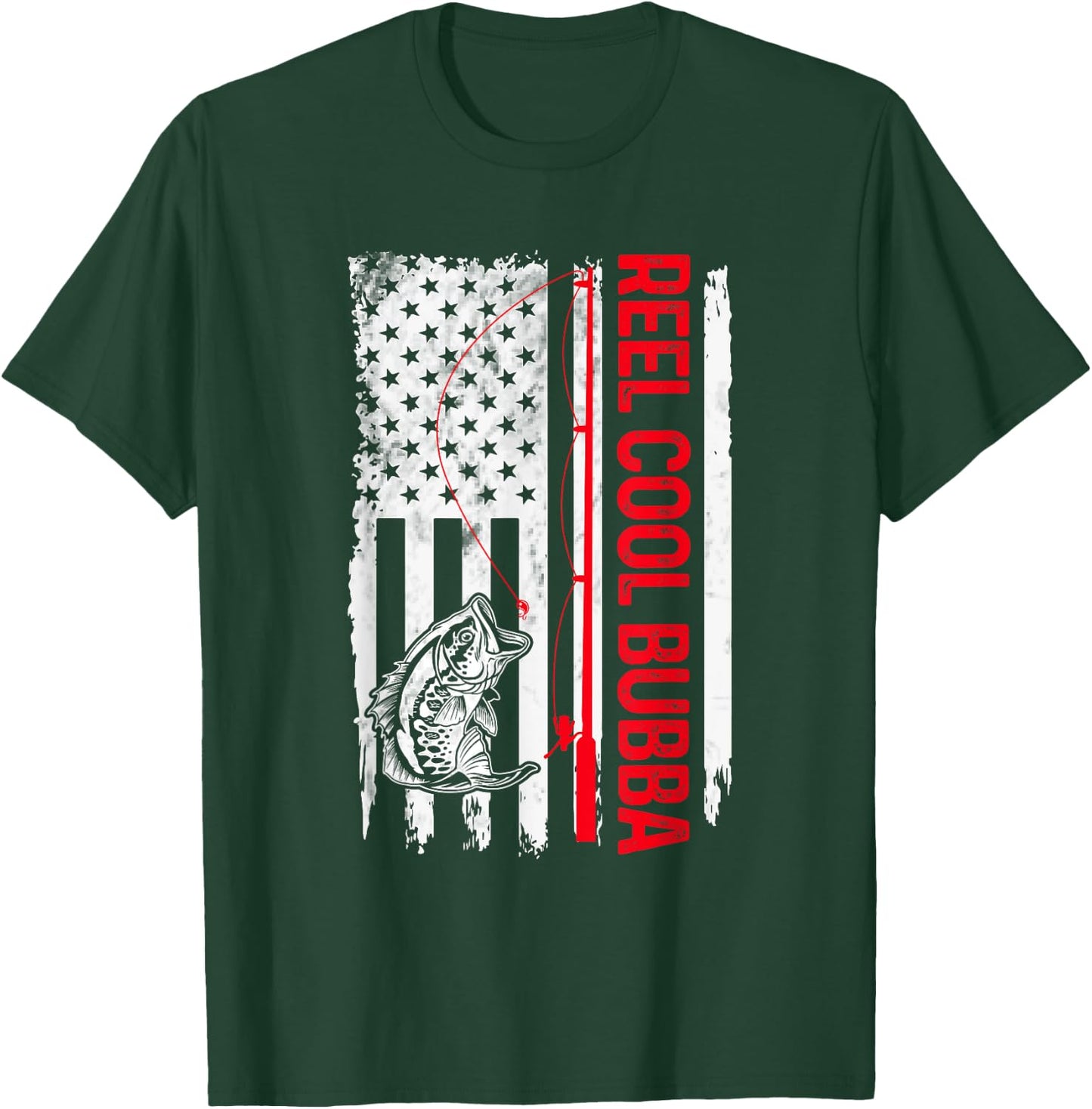Reel Cool Bubba Fishing American Flag Funny Brother T-Shirt - T-Shirt | Forest