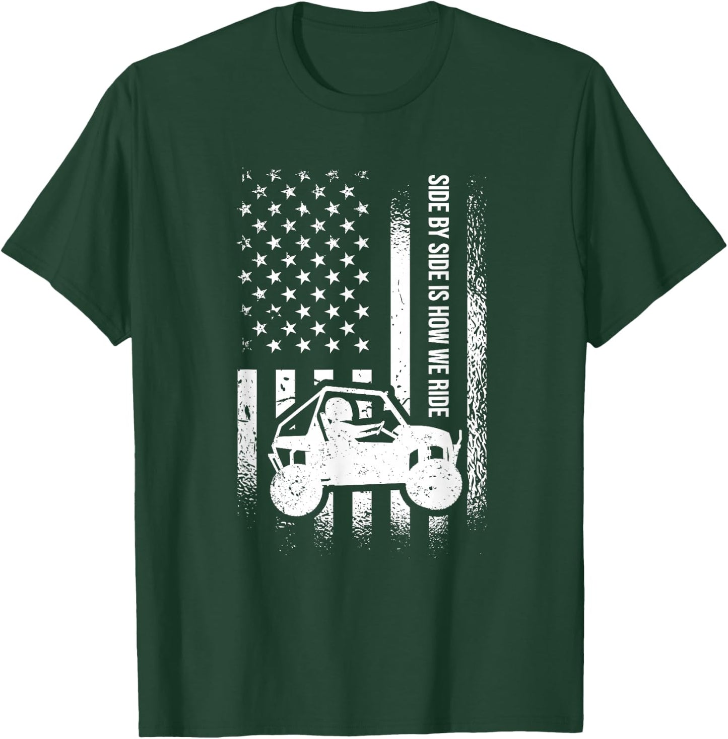 Side By Side Is How We Ride, American Flag UTV Side-By-Side T-Shirt - T-Shirt | Forest