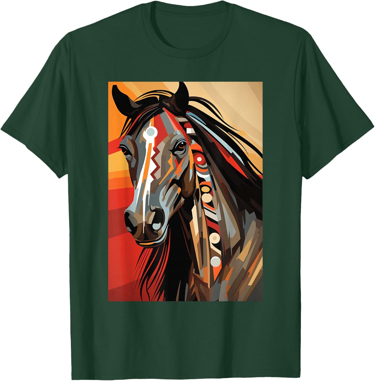 Indianer Geometrisch Abstrakt Tribal Art Pferd T-Shirt - T-Shirt | Forest