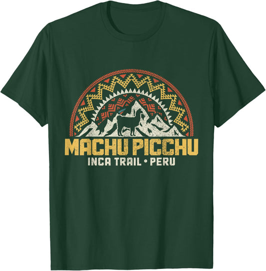 Machu Picchu Peru Inca Trail Souvenir Lama Alpaca Vintage T-Shirt - T-Shirt | Forest