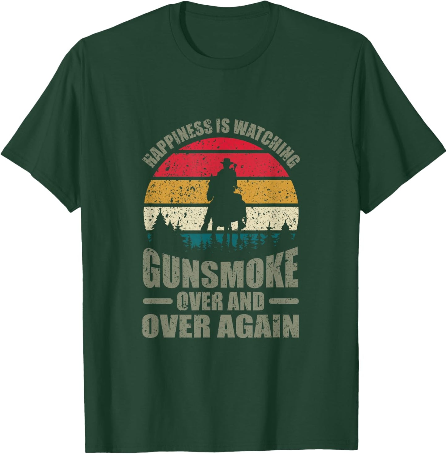 Unconnected Jellyfish Cowboy: Happiness is Watching Gunsmoke Over and Over Again , Small, Black T-Shirt - T-Shirt | Forest