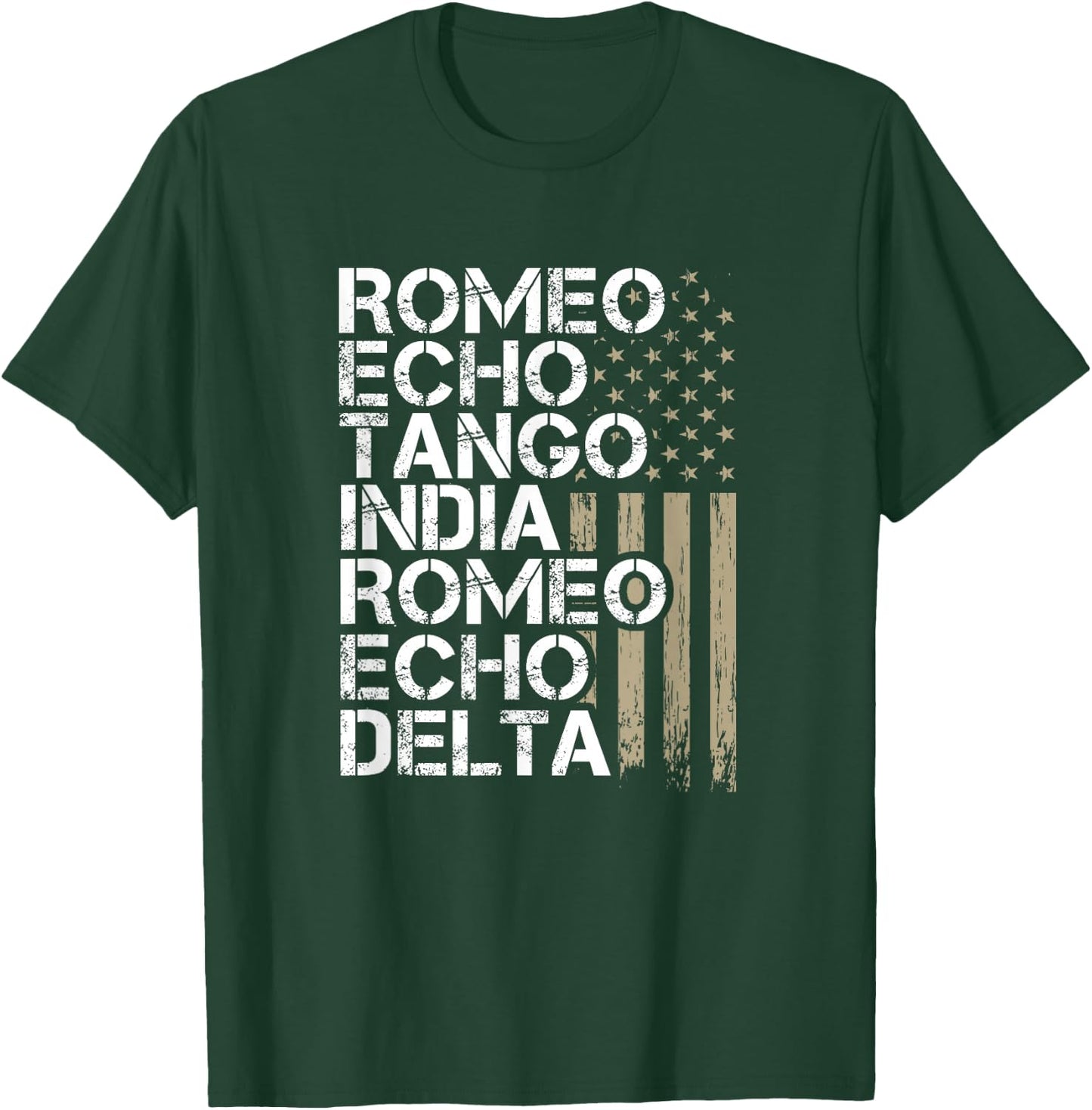 RETIRED Military Men Women Phonetic Alphabet Retirement T-Shirt - T-Shirt | Forest