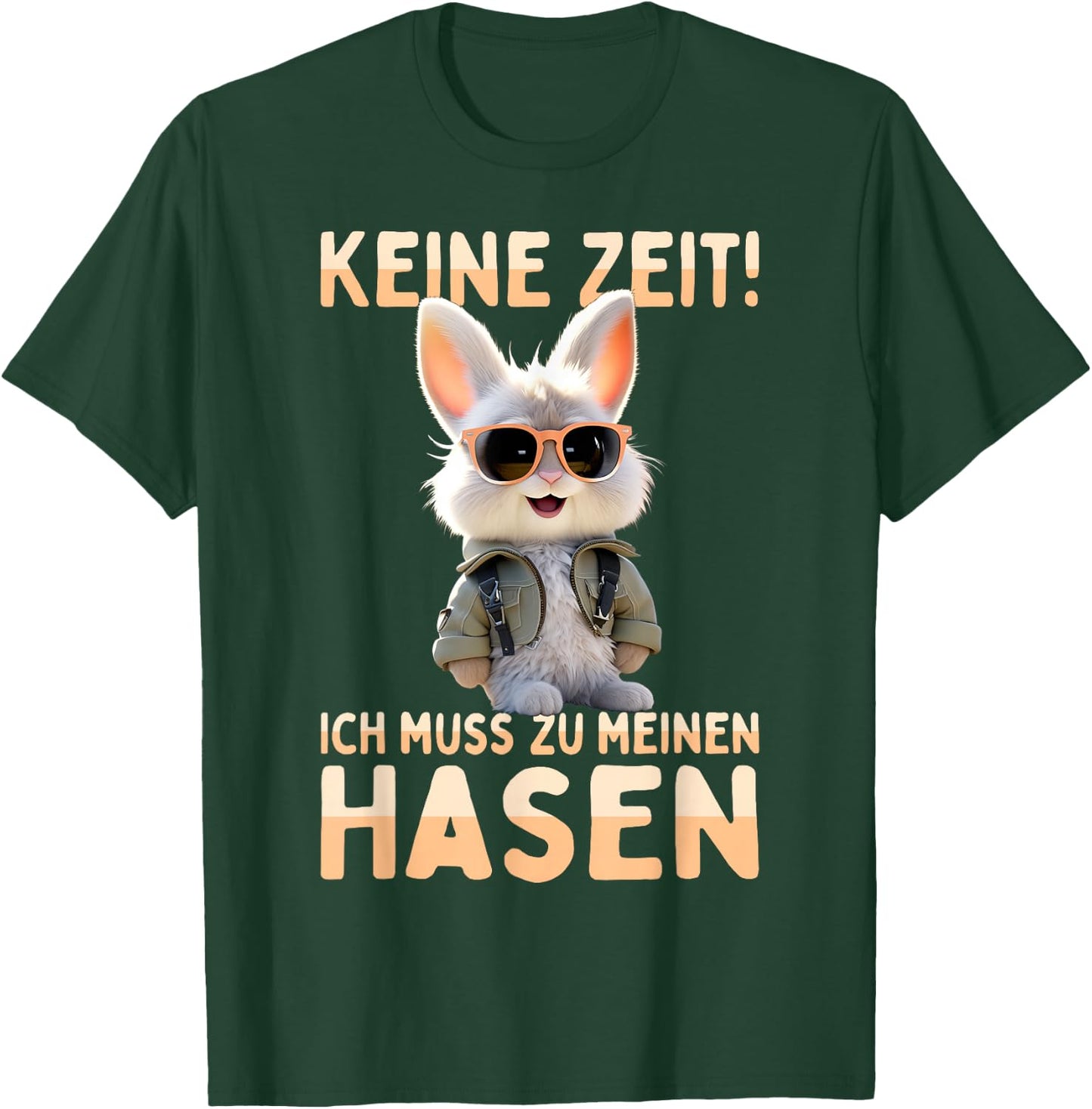 with German Text "Hase Kaninchen Bunny Keine Zeit Ich muss Zu Meinen Hasen, black T-Shirt - T-Shirt | Forest
