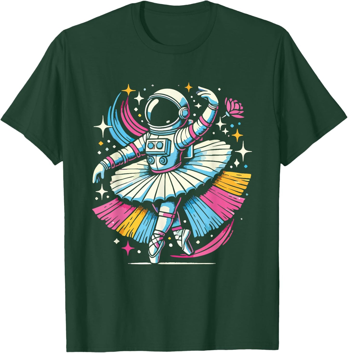 Astronaut Ballerina Cosmic Dance Stars Universe Funny T-Shirt - T-Shirt | Forest