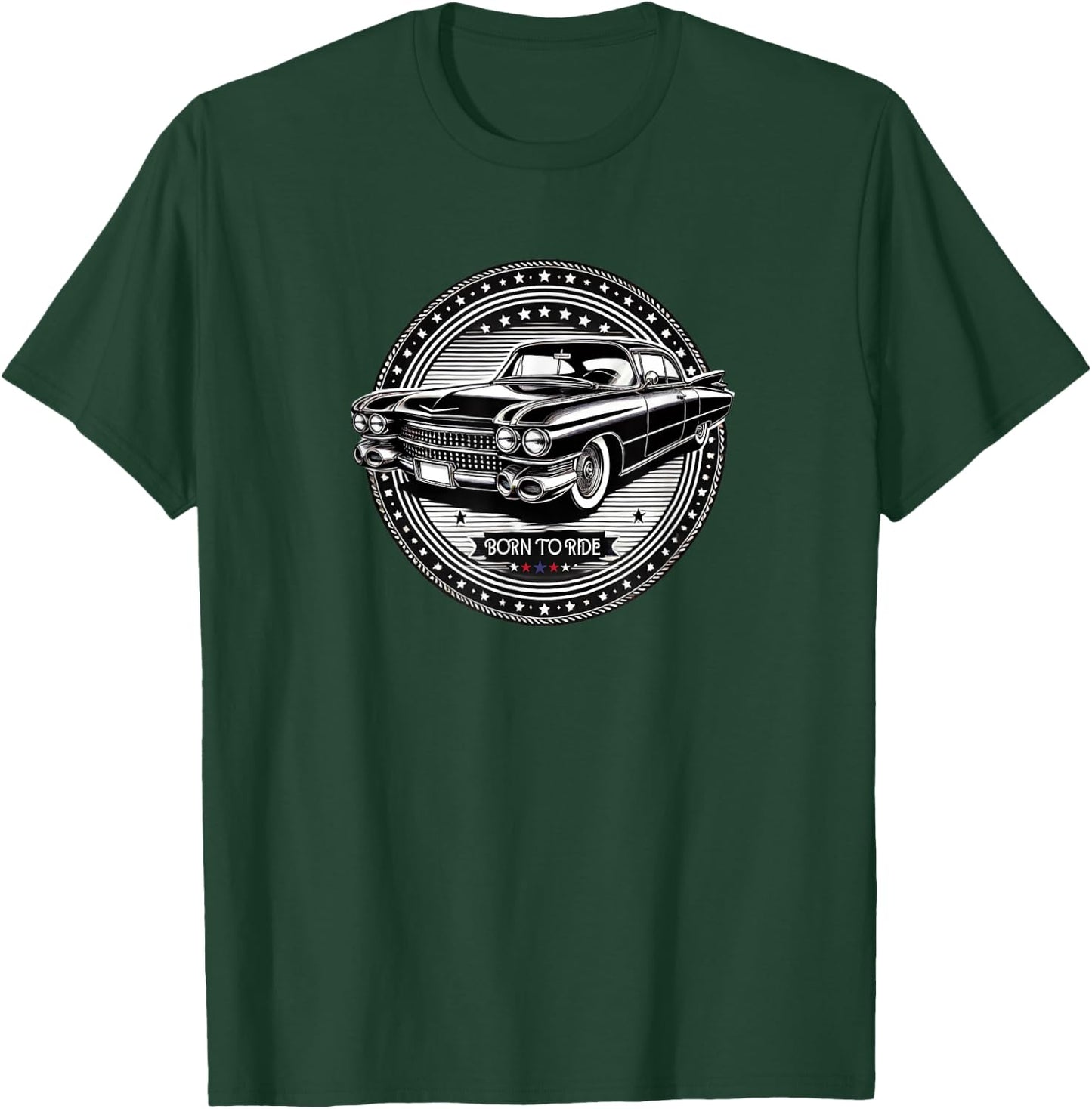 Vintage Cadillac lookin Vehicle - Black & White - Old school T-Shirt - T-Shirt | Forest