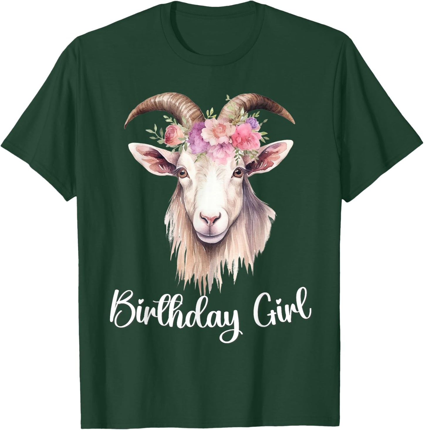 Goat with Flowers for the Birthday Girl T-Shirt - T-Shirt | Forest
