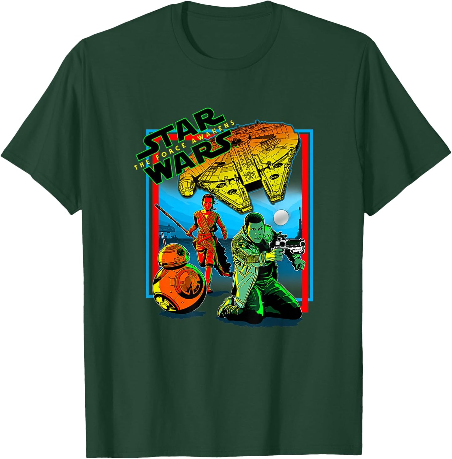 Star Wars The Force Awakens Ray Finn BB-8 Comic Cover Style T-Shirt - T-Shirt | Forest