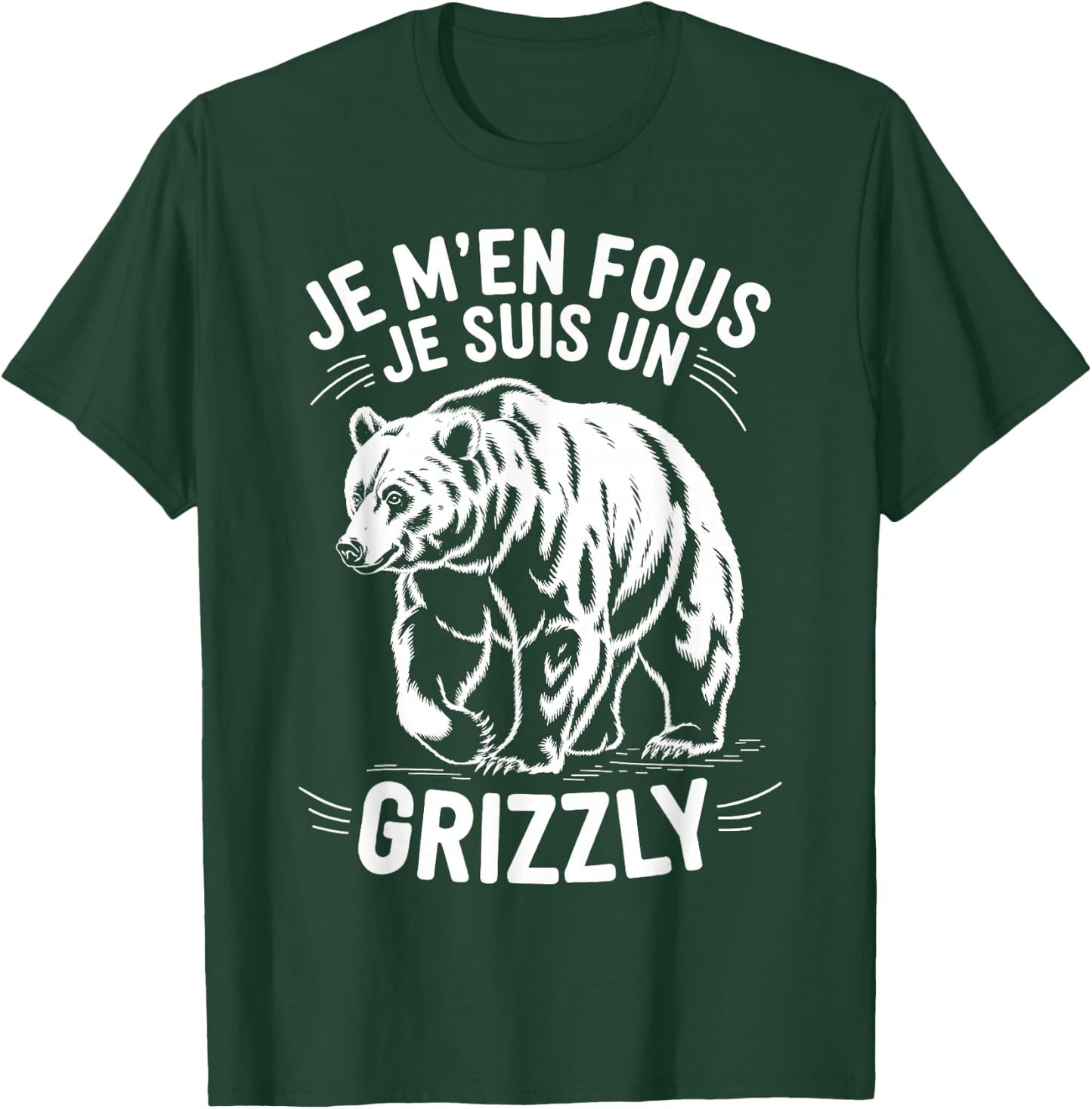I don't care I'm a grizzly animal gift funny grizzly , Black, S T-Shirt - T-Shirt | Forest