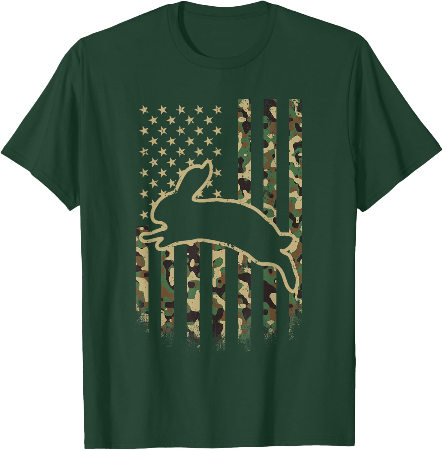 American Flag Camo Camouflage Bunny Rabbit Easter Patriotic T-Shirt - T-Shirt | Forest