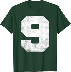 Big Distressed Number "9" Nine Numeric Digits T-Shirt - T-Shirt | Forest