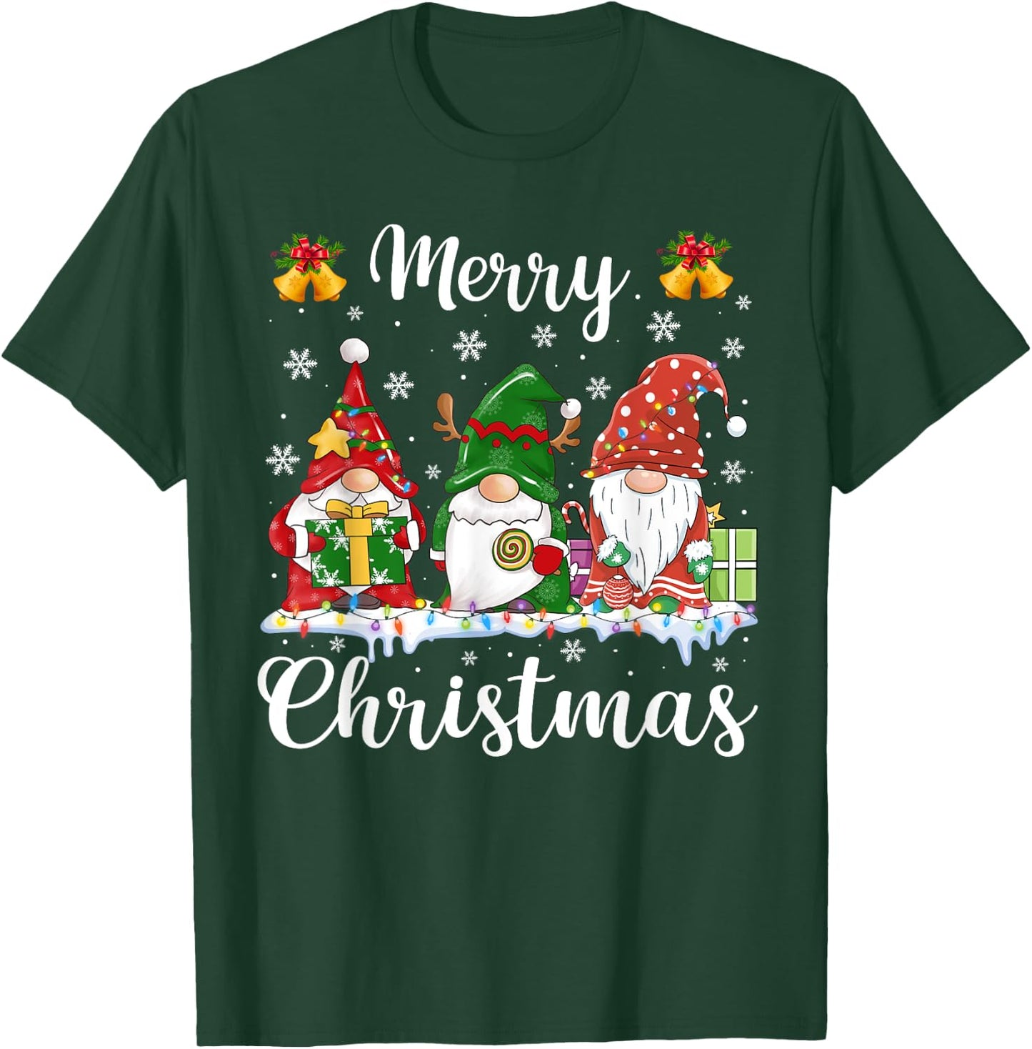 Merry Christmas Light Cute Gnomes Family Gnome Xmas Matching T-Shirt - T-Shirt | Forest