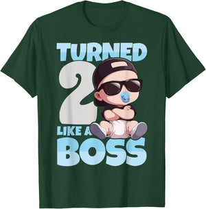 Baby 2nd Birthday Boy Girl 2 Years Like a Boss Kids T-Shirt - T-Shirt | Forest