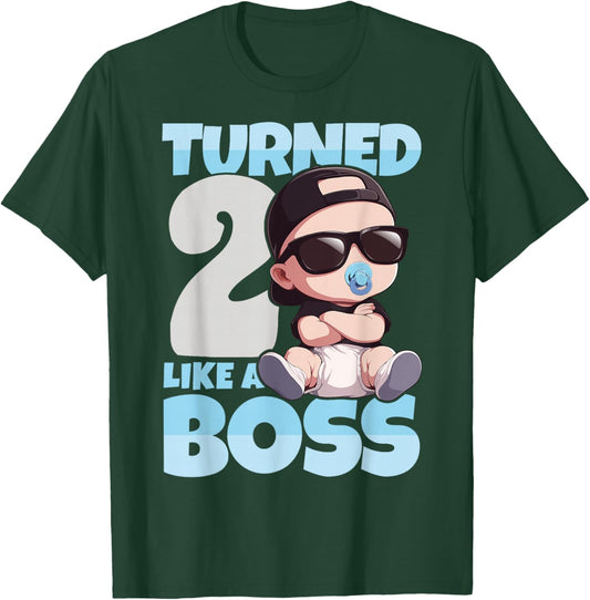 Baby 2nd Birthday Boy Girl 2 Years Like a Boss Kids T-Shirt - T-Shirt | Forest