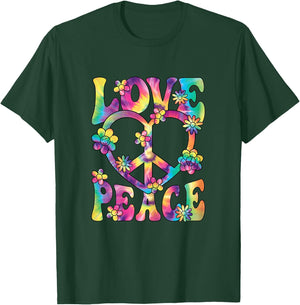 60s 70s Hippie Love Peace Groovy Party Outfit Retro , black T-Shirt - T-Shirt | Forest