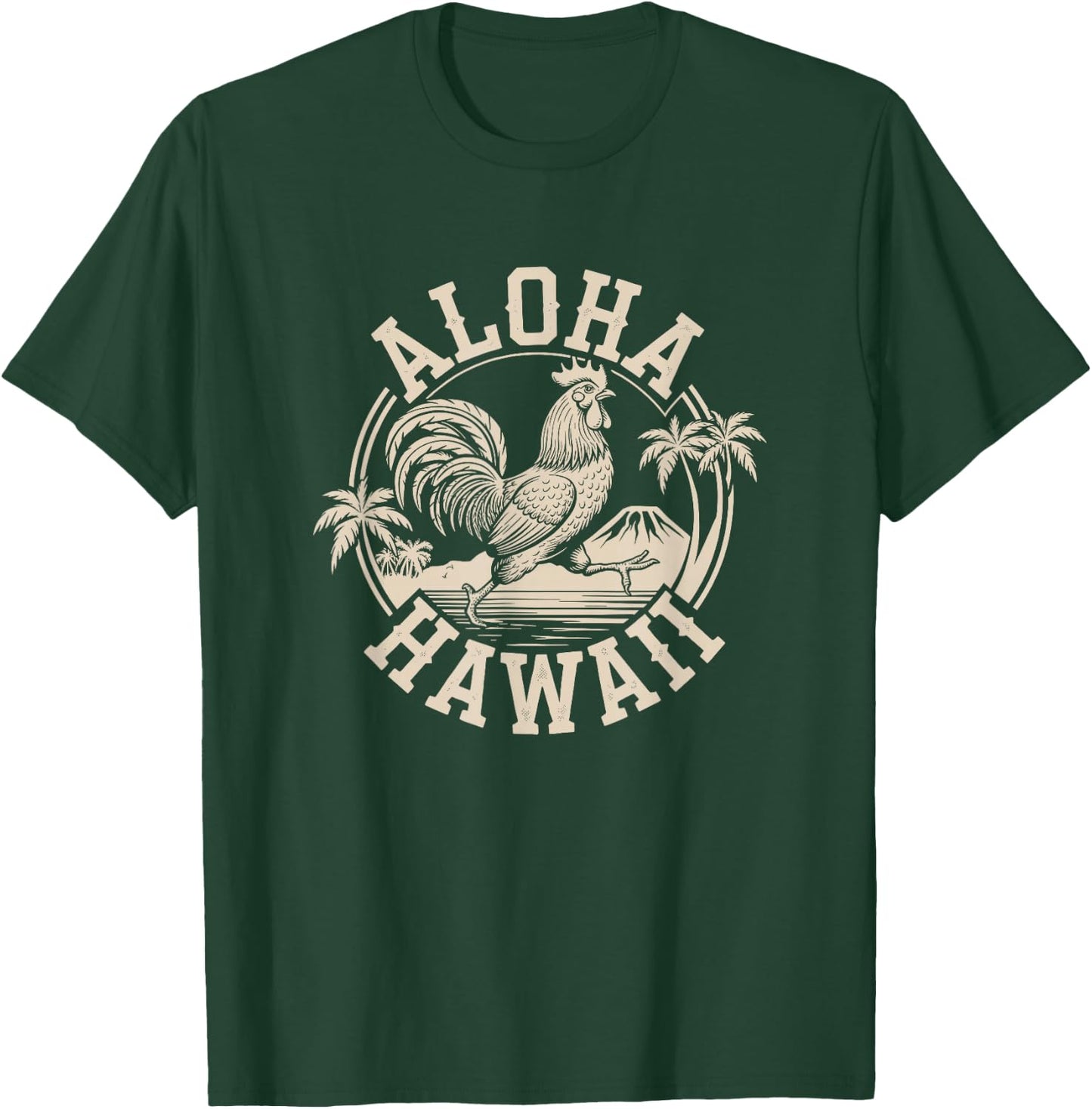 Aloha Hawaii Rooster Running on the Beach Tropical Vacation T-Shirt - T-Shirt | Forest
