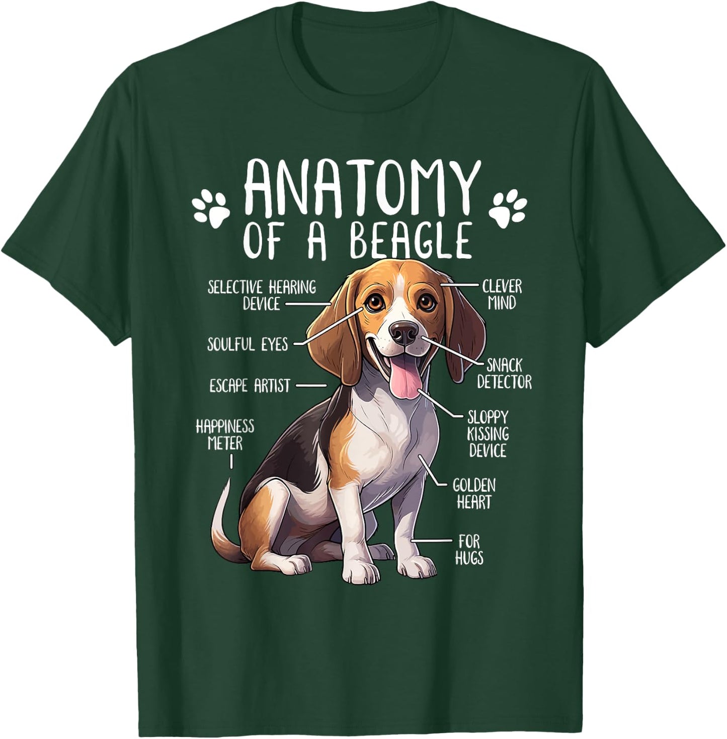 Funny Beagle Anatomy Of A Beagle Dog Owner Cute Pet Lover Women Girls Kids T-Shirt - T-Shirt | Forest