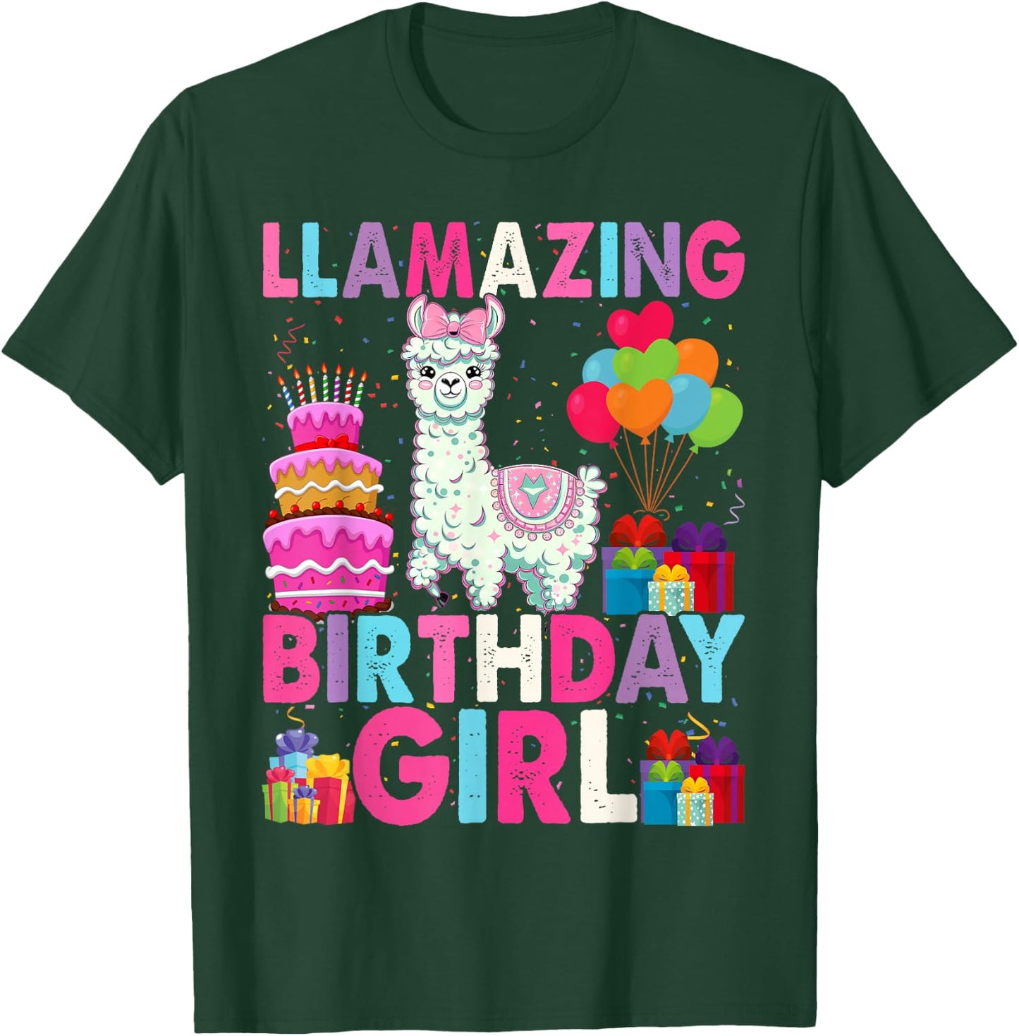 Llama Birthday Girl Llamazing Birthday Alpaca Llama Girl T-Shirt - T-Shirt | Forest